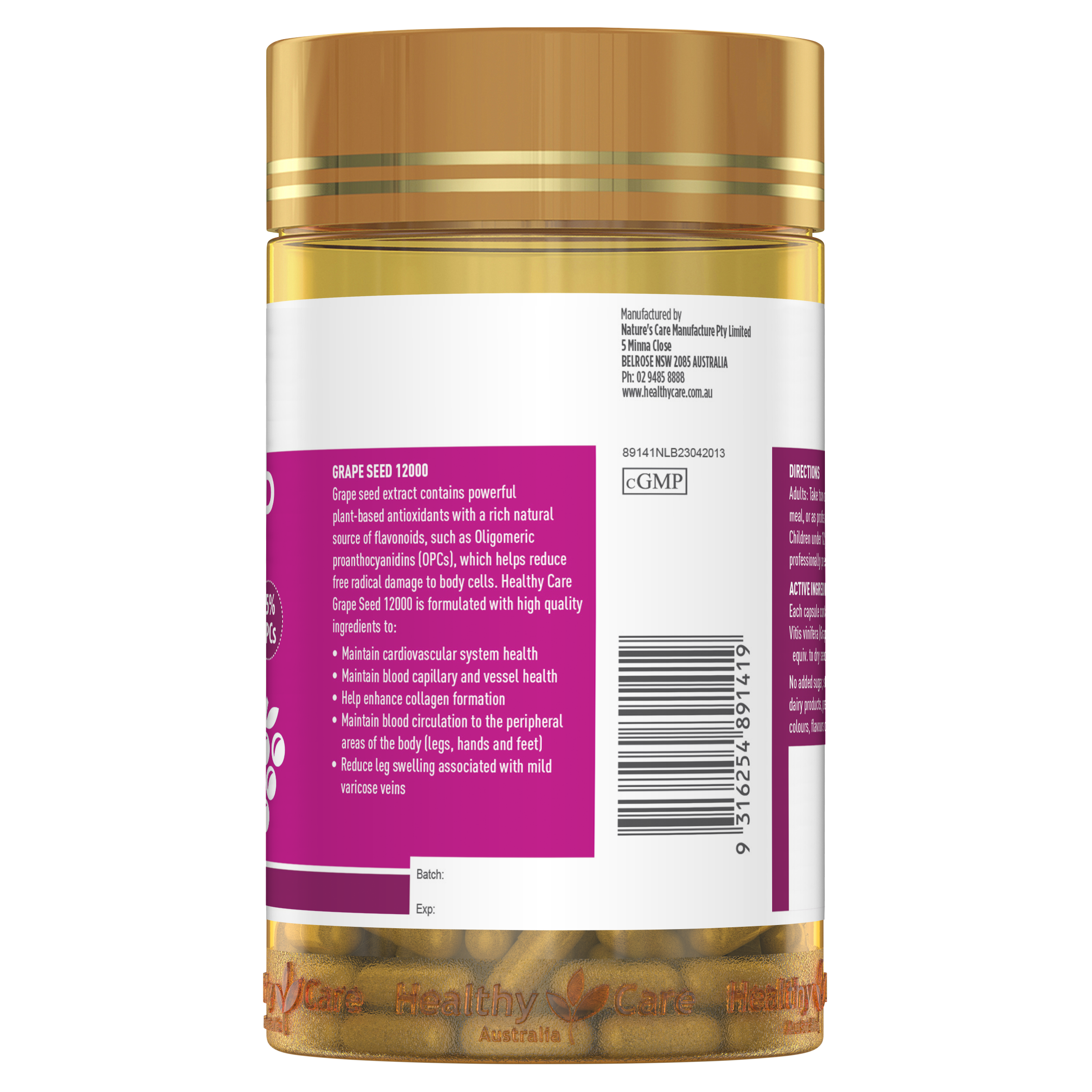 Healthy Care Grape Seed 12000 - 300 Capsules