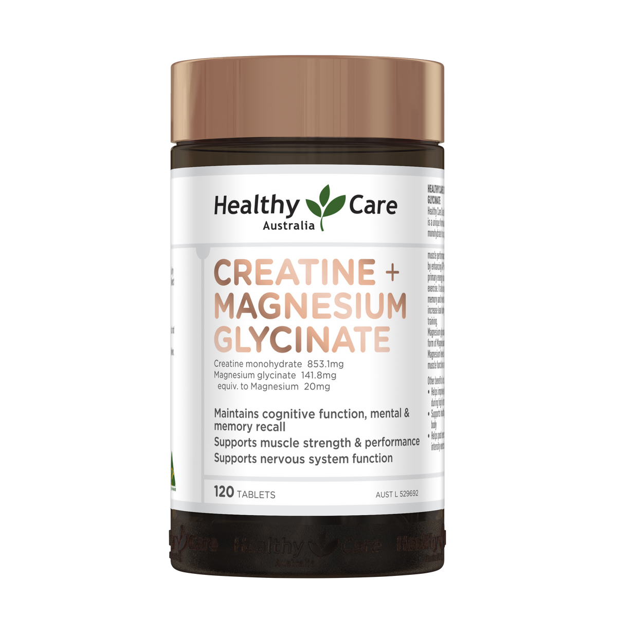 Healthy Care Creatine + Magnesium Glycinate - 120 Tablets