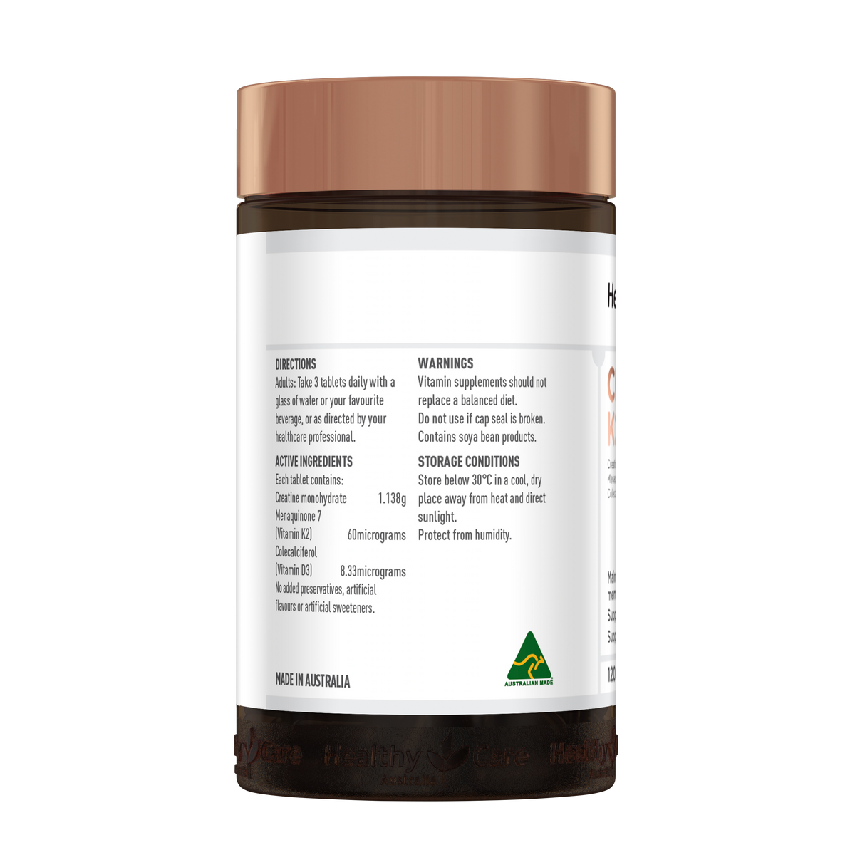 Healthy Care Creatine + K2 + D3 - 120 Tablets
