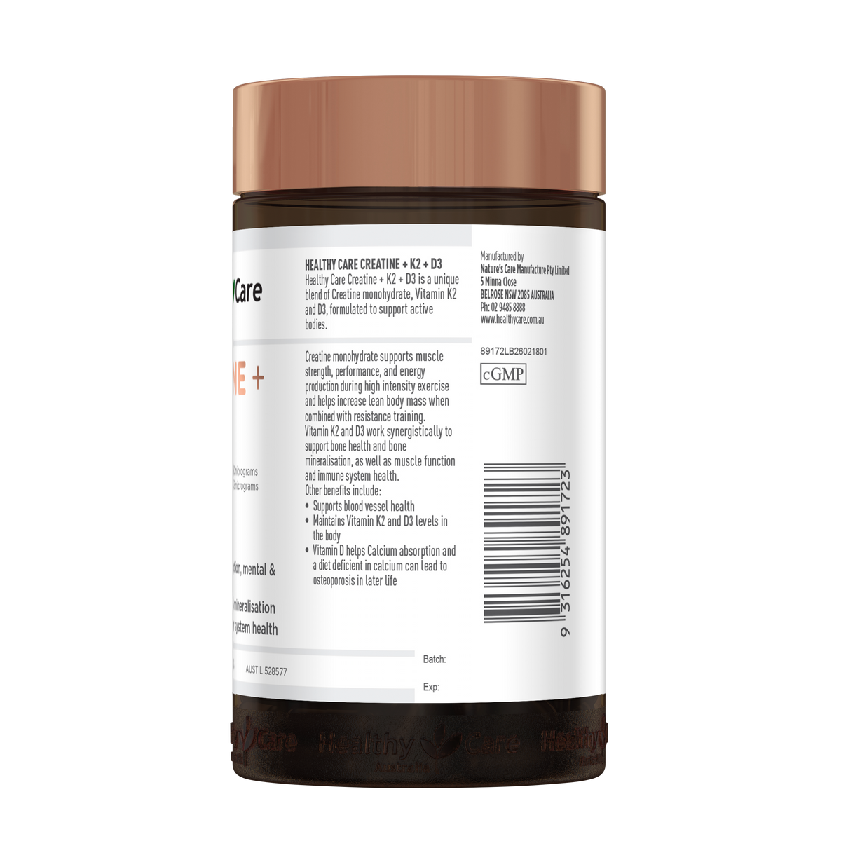 Healthy Care Creatine + K2 + D3 - 120 Tablets