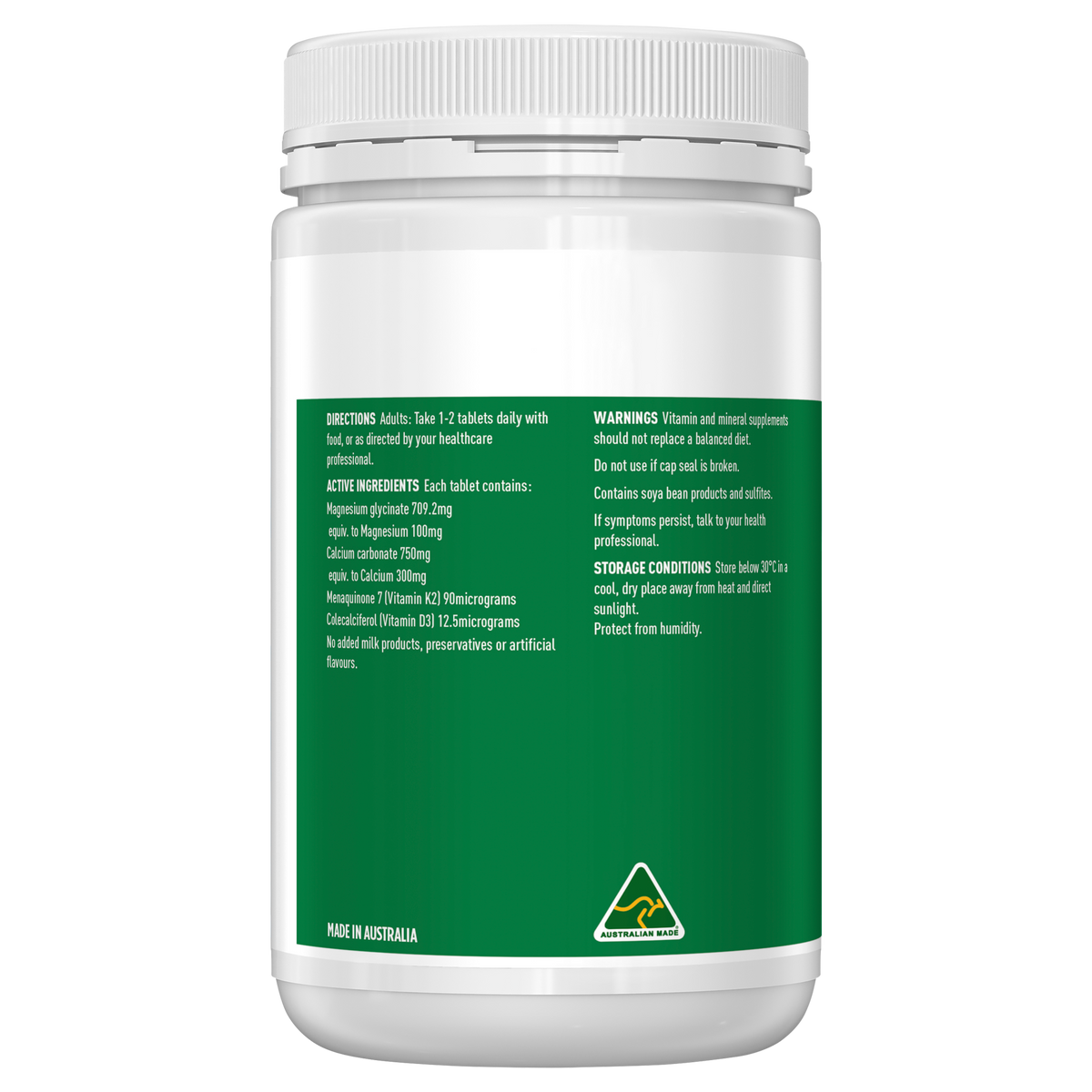 Healthy Care Magnesium Glycinate + Calcium + K2 + D3 - 250 Tablets