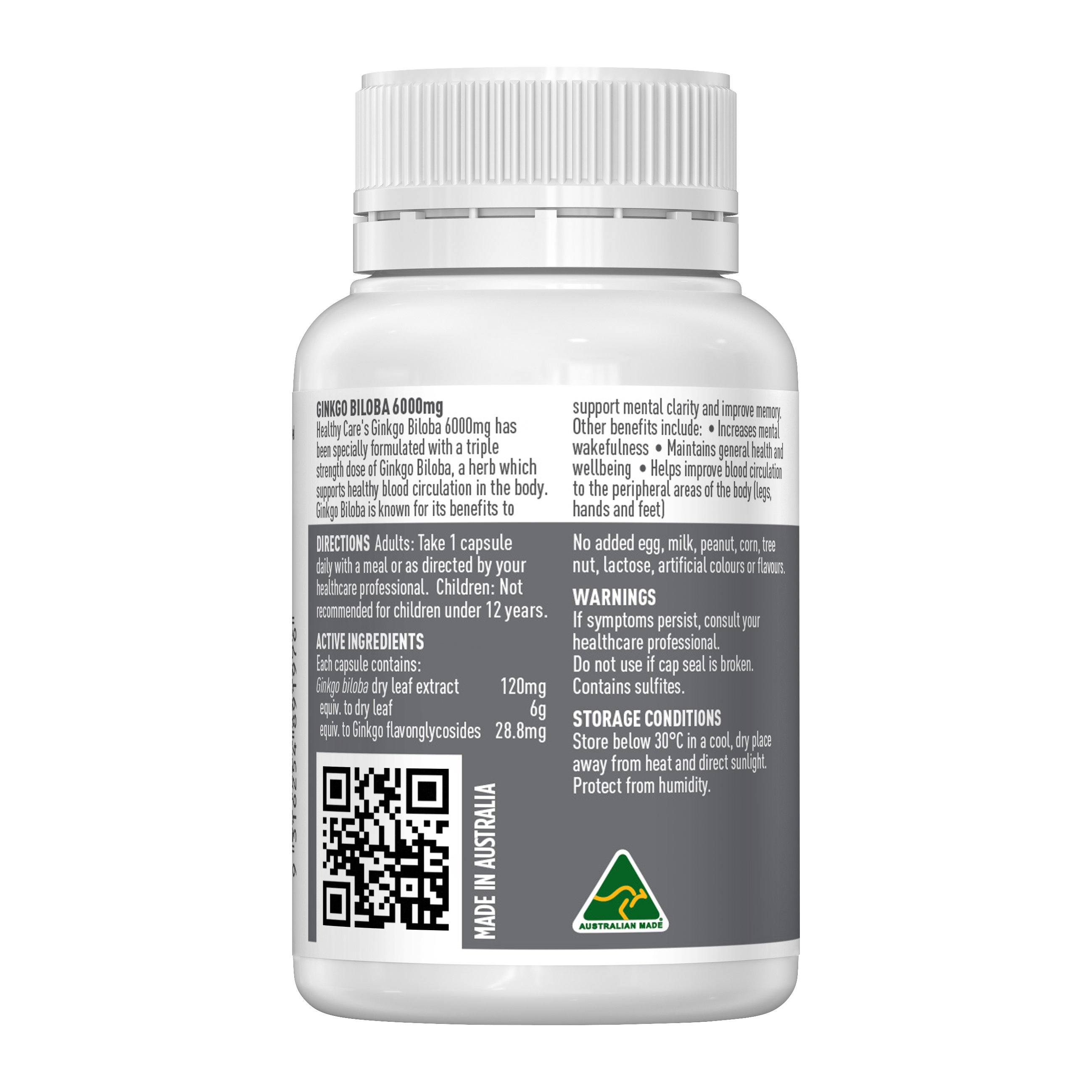 银杏叶 6000 毫克 60 粒胶囊