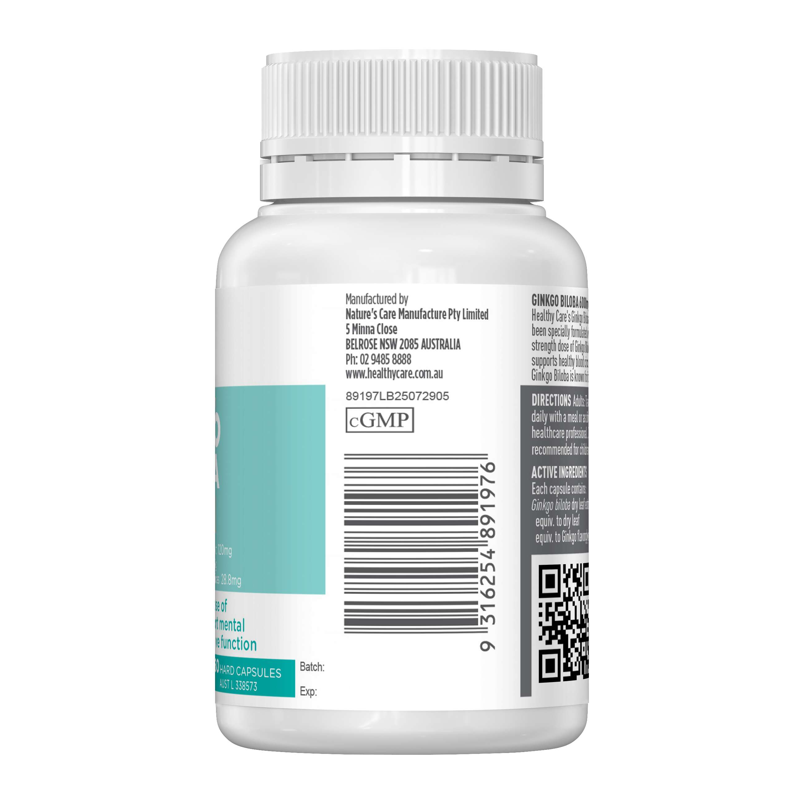 银杏叶 6000 毫克 60 粒胶囊