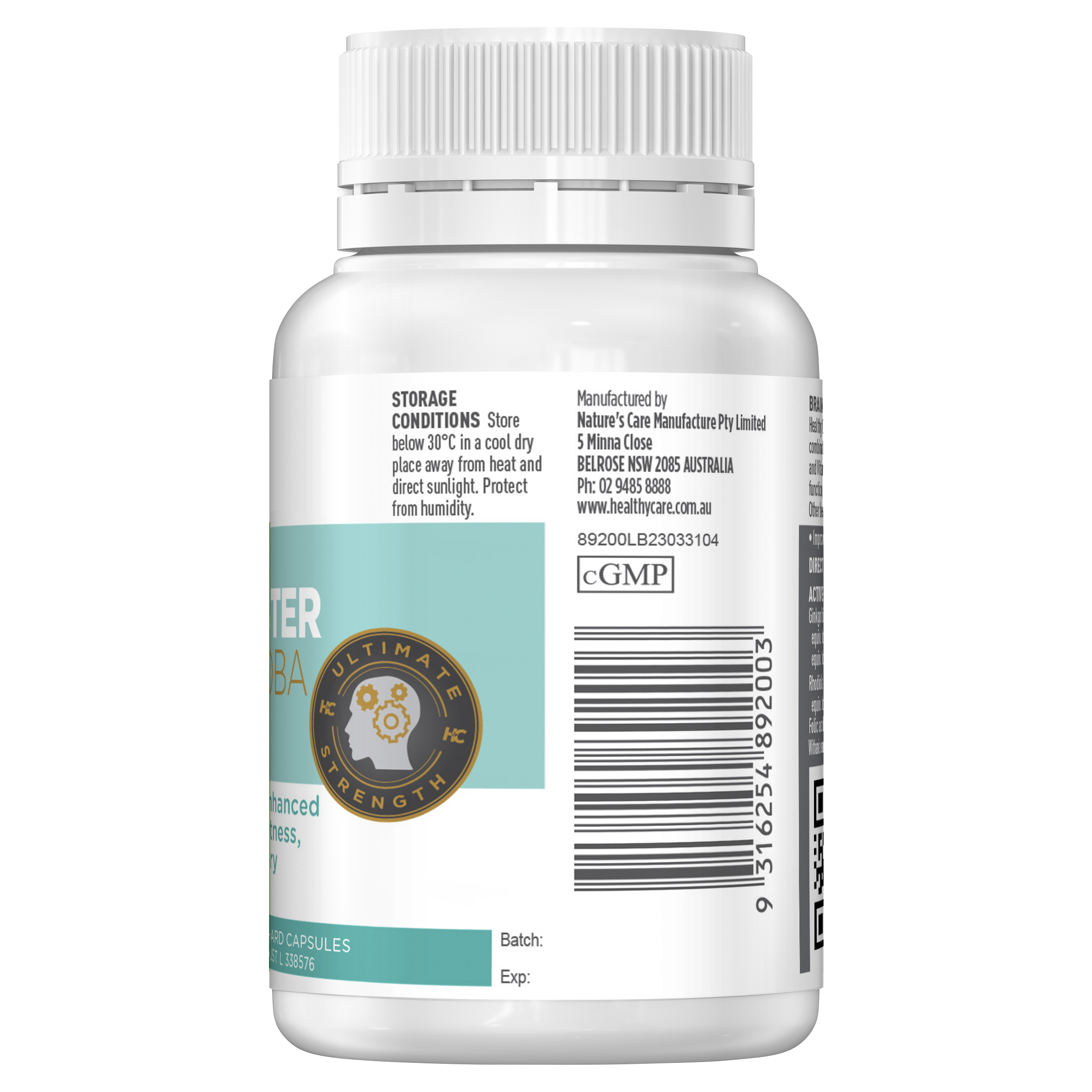 Healthy Care Brain Booster Ginkgo Biloba 6000mg 60 Caps