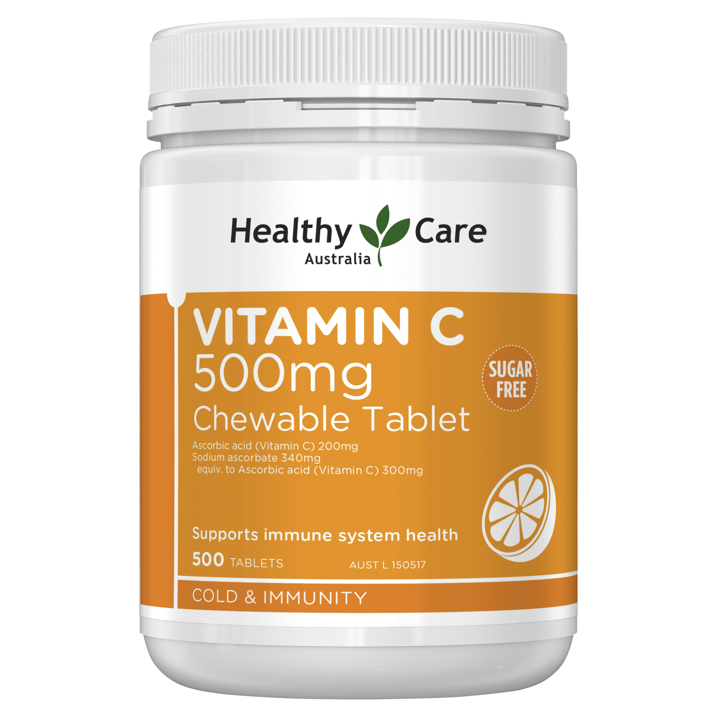 Healthy Care Vitamin C 500mg Chewable 500 Tablet - Healthy Care Australia
