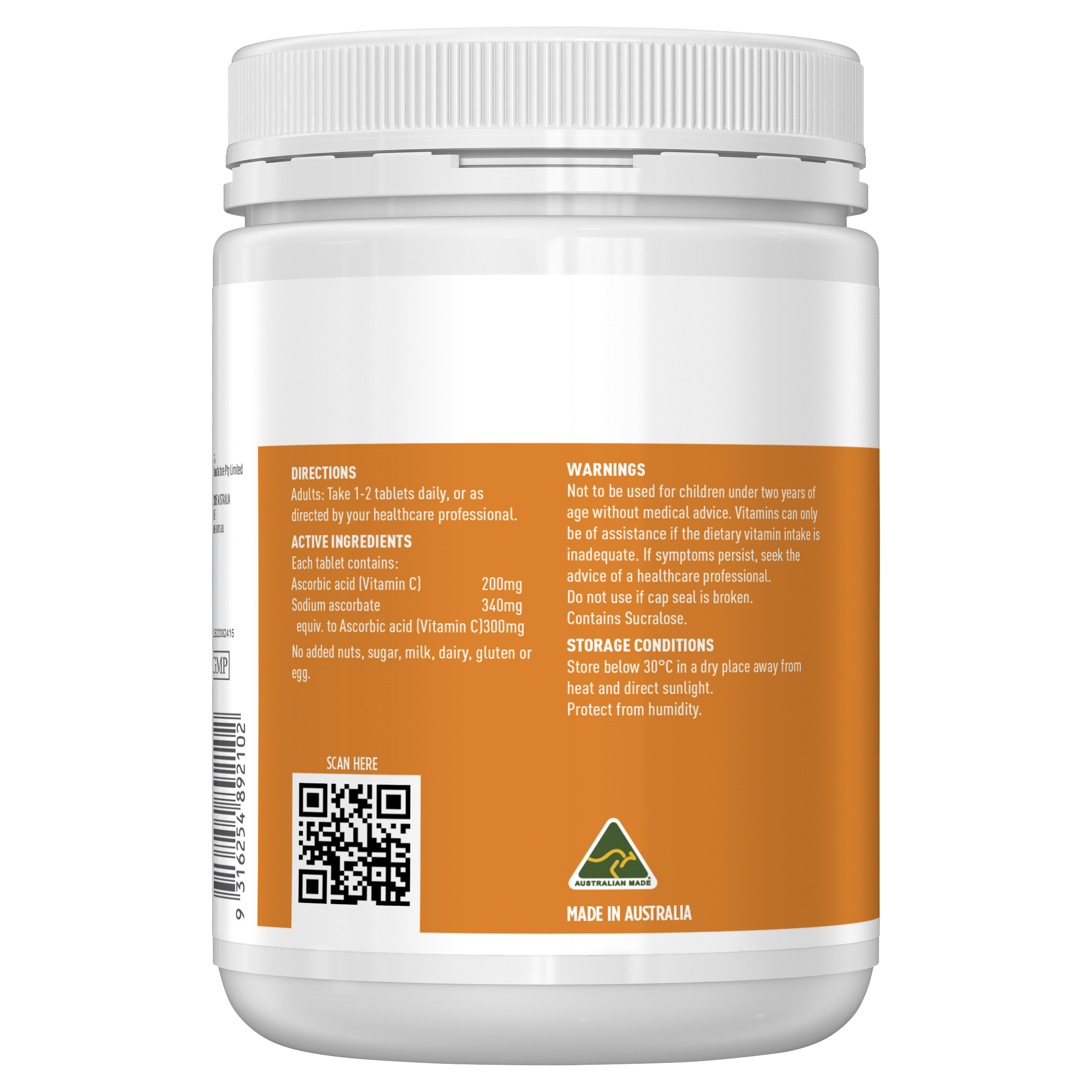 Healthy Care Vitamin C 500mg Chewable 500 Tablet - Healthy Care Australia