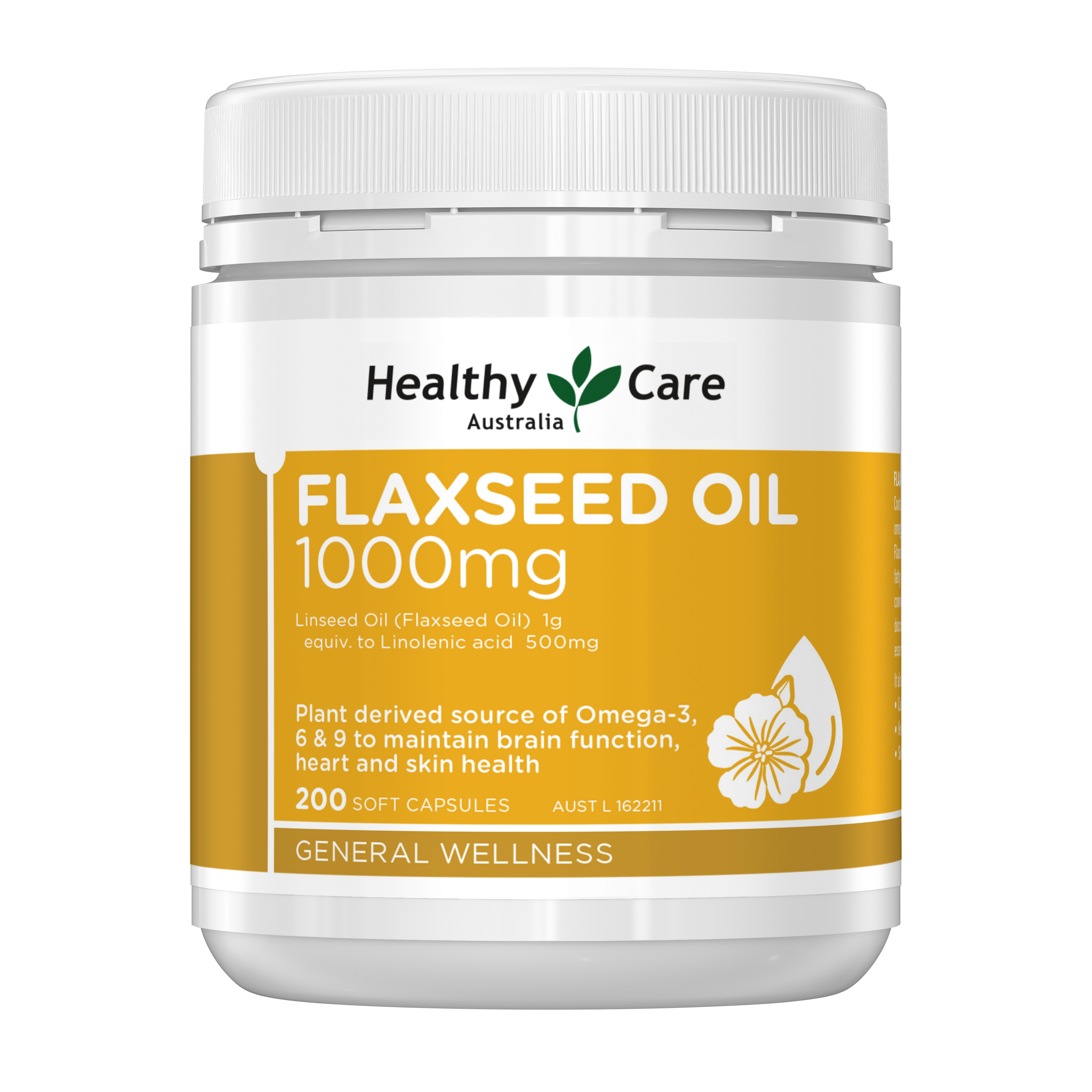 Healthy Care Flaxseed Oil 1000mg 200 Capsules Healthy Care