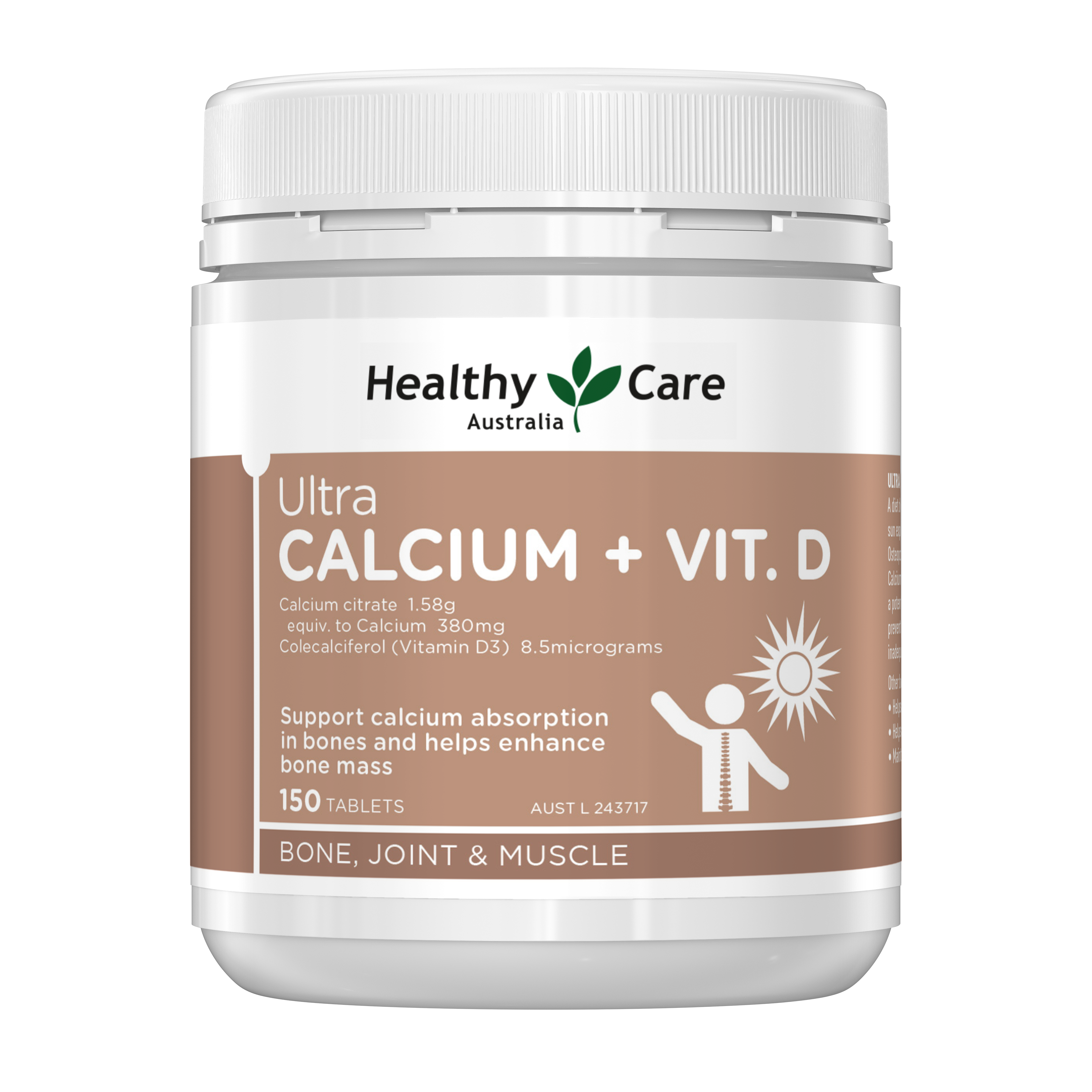 Healthy Care Ultra Calcium + Vitamin D - 150 tablets