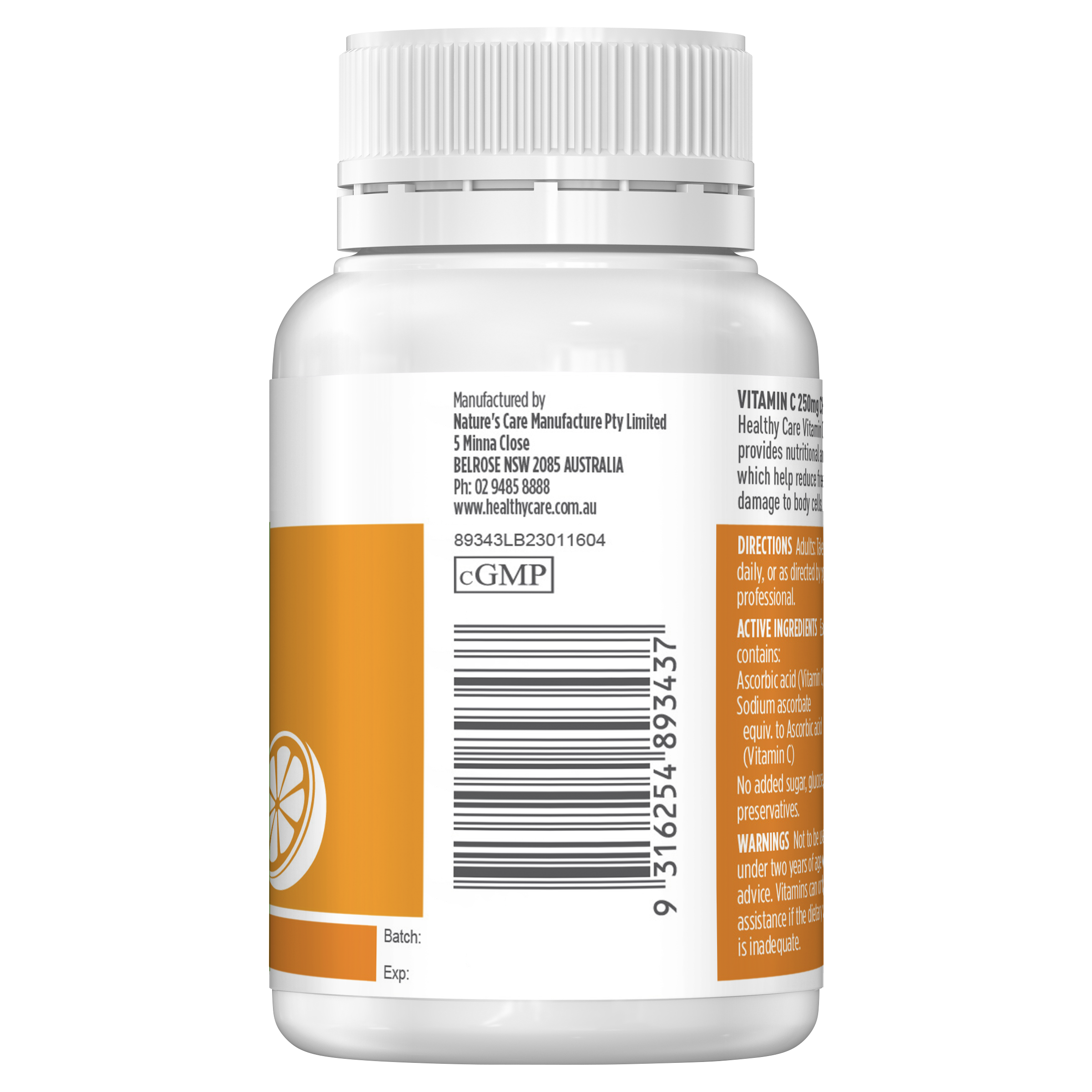 Healthy Care Vitamin C 250mg 150 Tablets