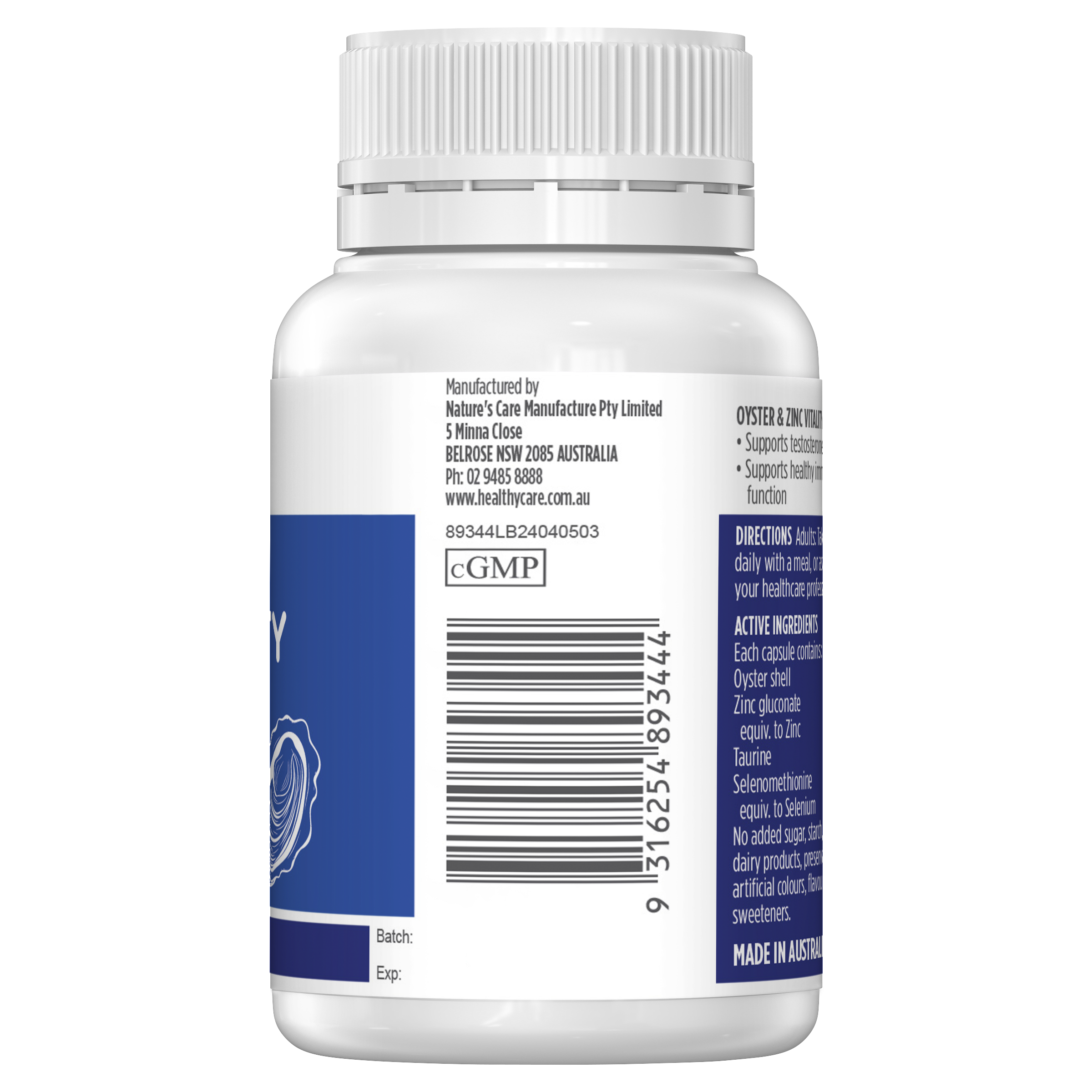 Healthy Care Oyster & Zinc Vitality 60 Capsules