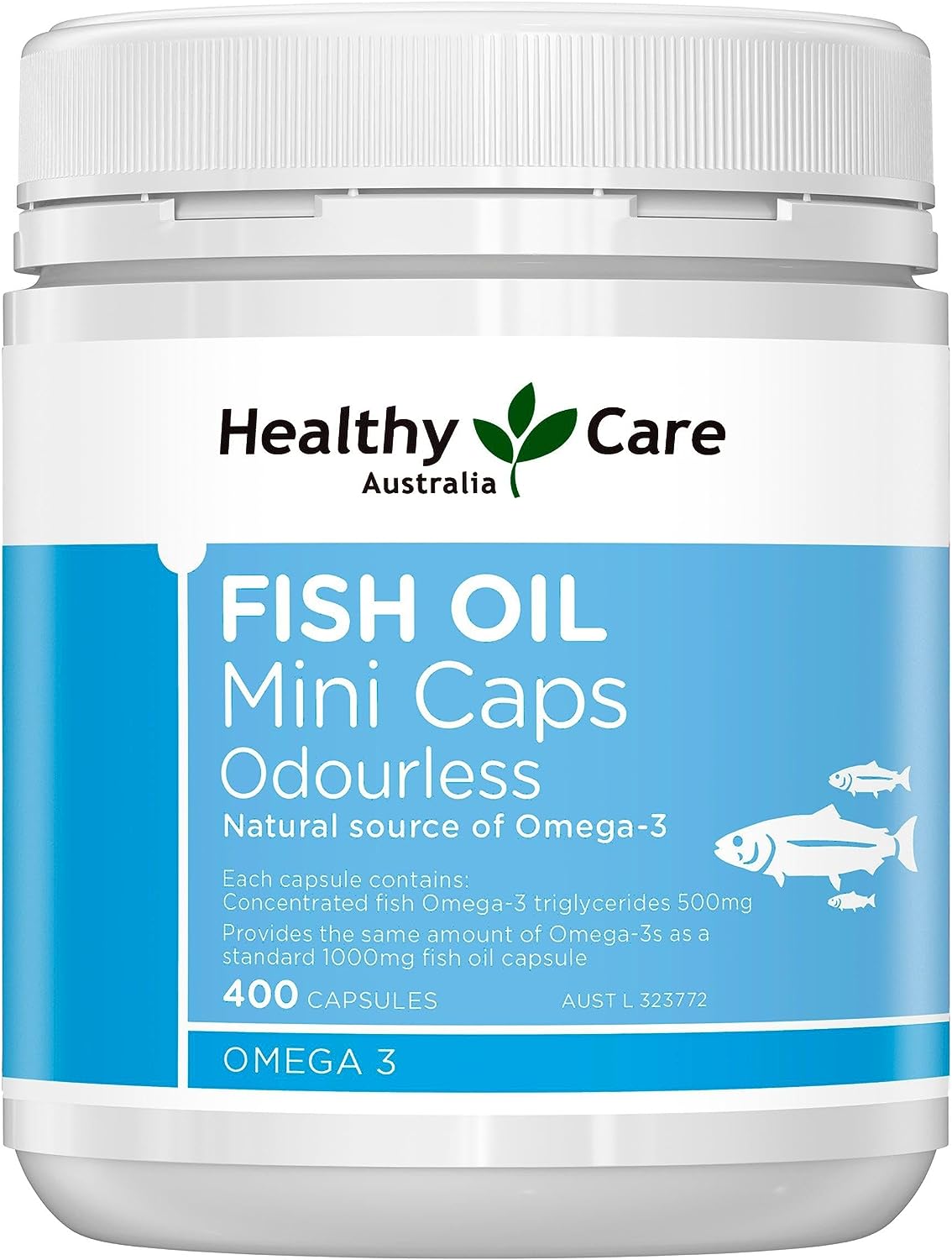 Healthy Care Fish Oil Mini Caps Odourless 400 Capsules - Healthy Care Australia
