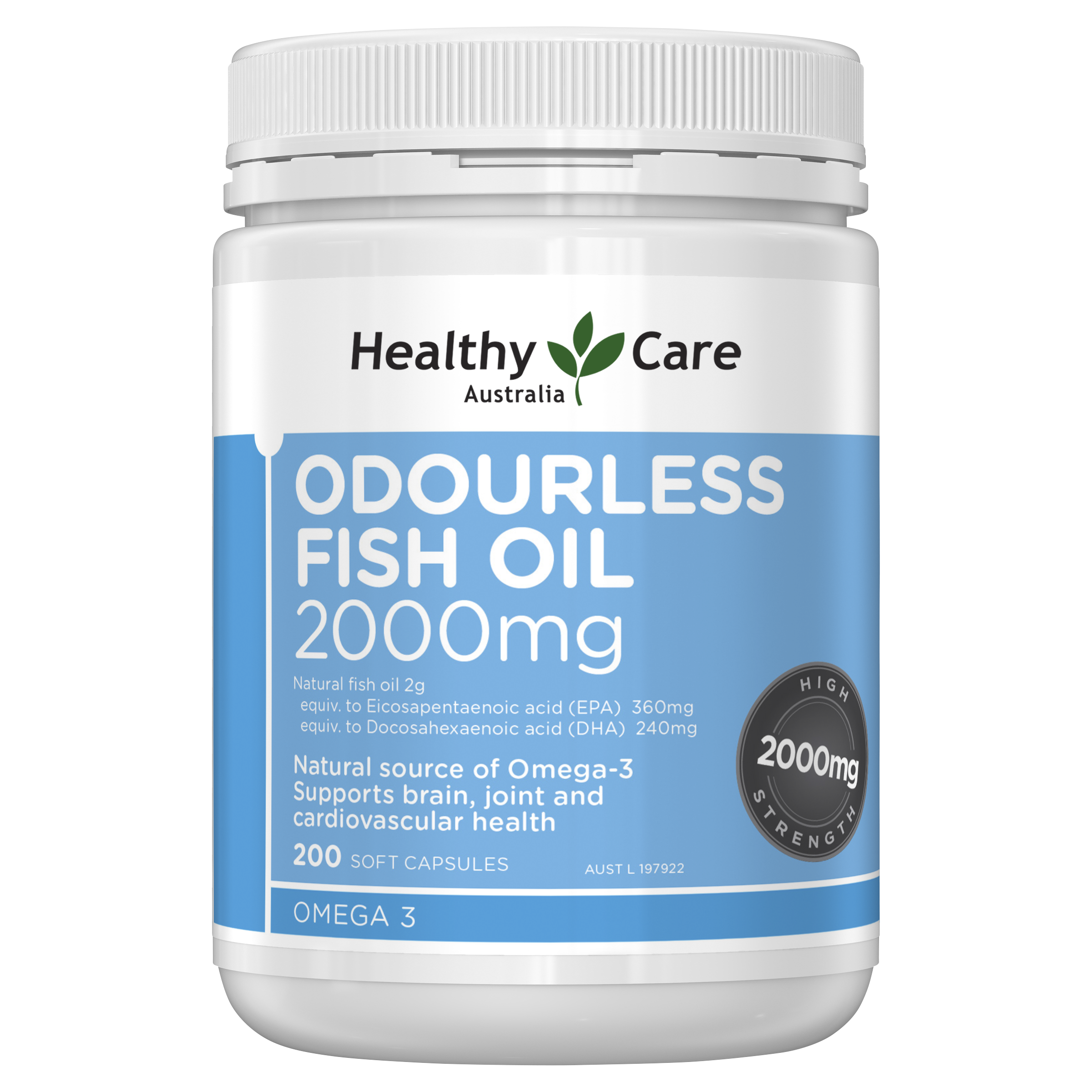 Healthy Care Odourless Fish Oil 2000mg - 200 Capsules