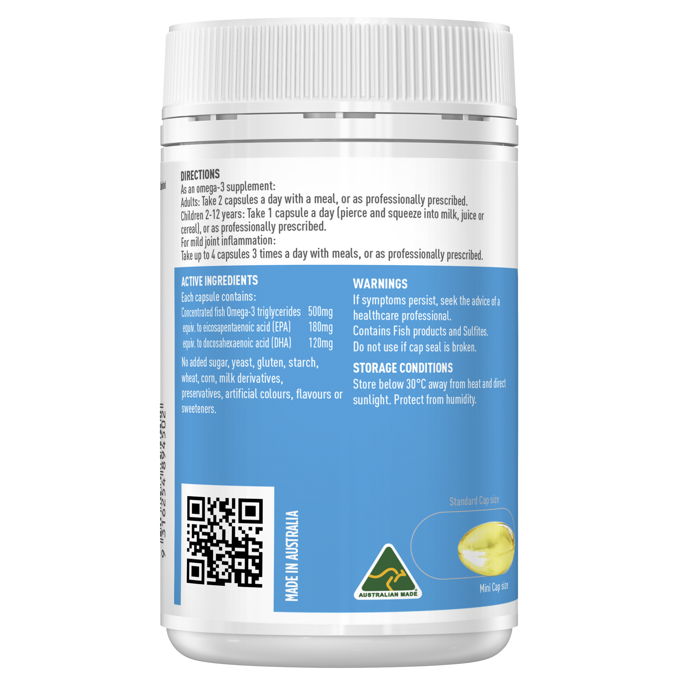 Healthy Care Double Strength Fish Oil Mini Caps - 200 Capsules