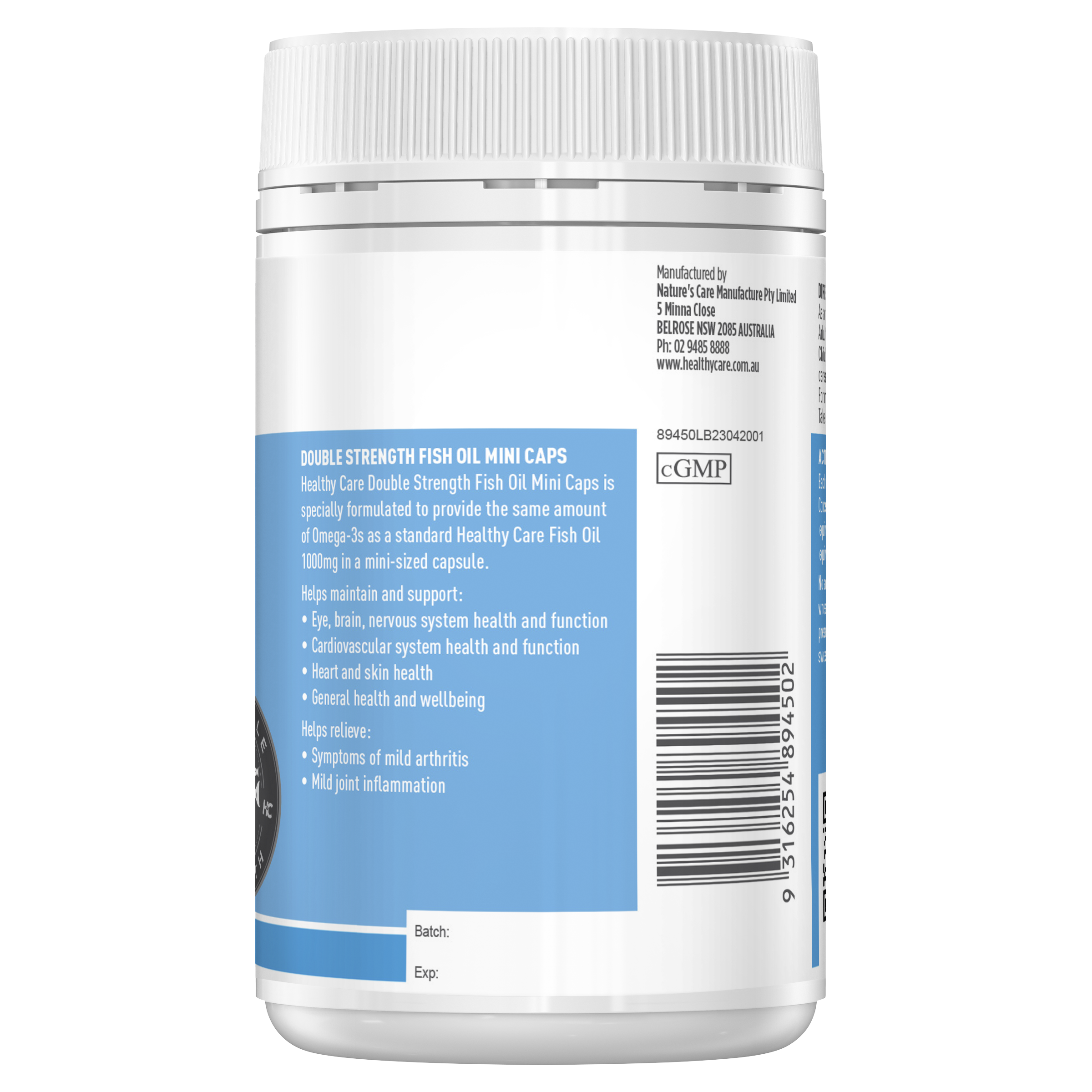 Healthy Care Double Strength Fish Oil Mini Caps - 200 Capsules