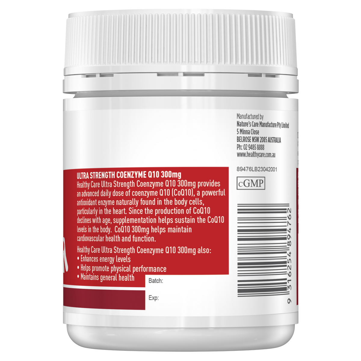 Healthy Care Ultra Strength Coenzyme Q10 300mg - 100 Capsules
