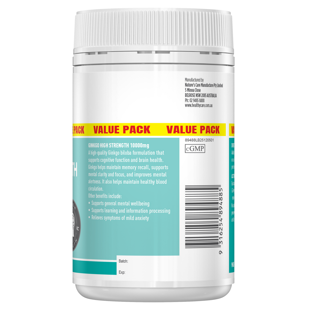 Healthy Care Ginkgo High Strength 10000mg - 150 Hard Capsules
