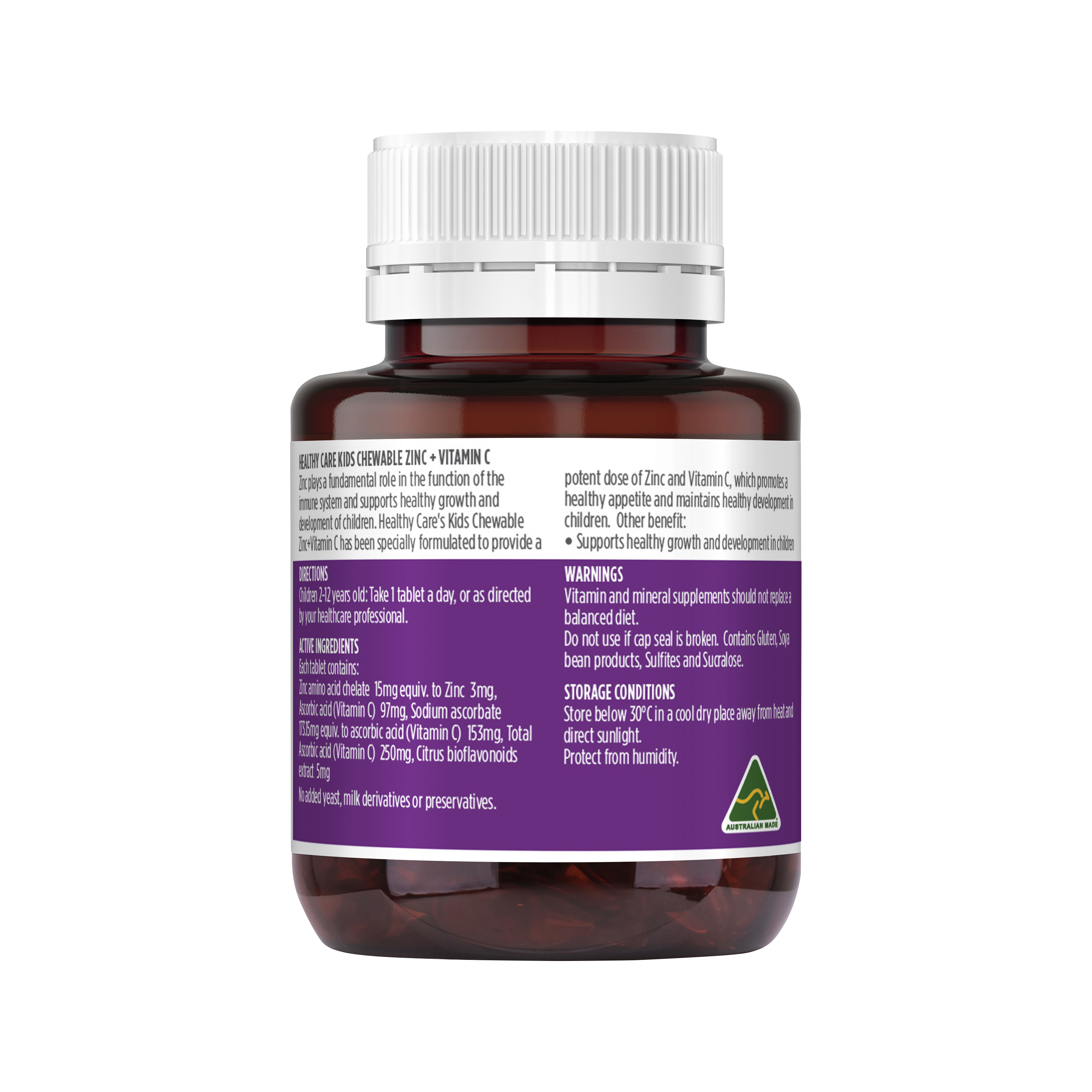 Zink Kunyah Kanak-kanak + Vitamin C 60 Tablet Kunyah