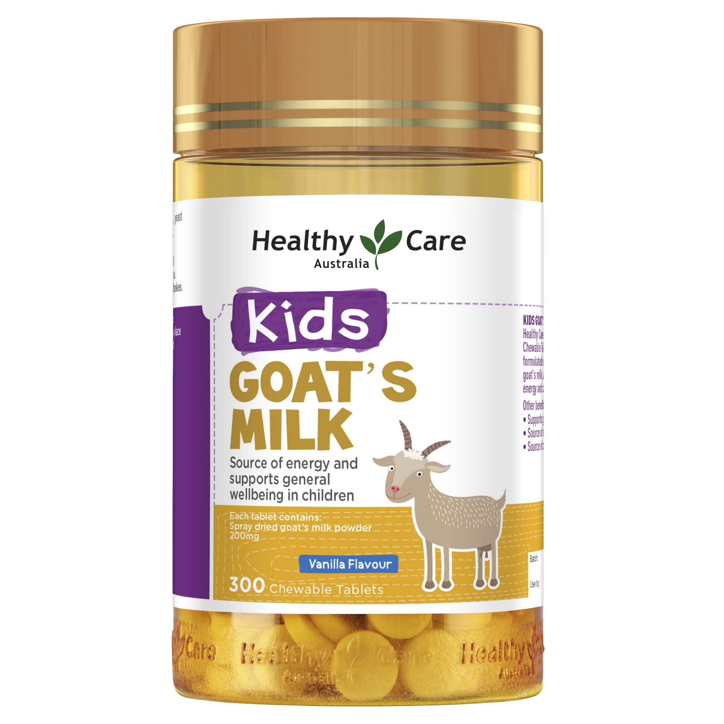 Healthy Care Kids Goat Milk Vanilla Flavour  - 300 Tablets