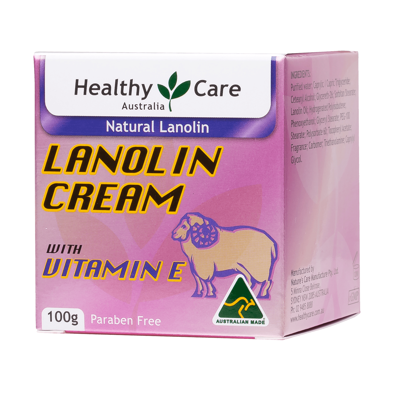 Lanolin Cream With Vitamin E 100g-Lotion & Moisturizer-Healthy Care Australia