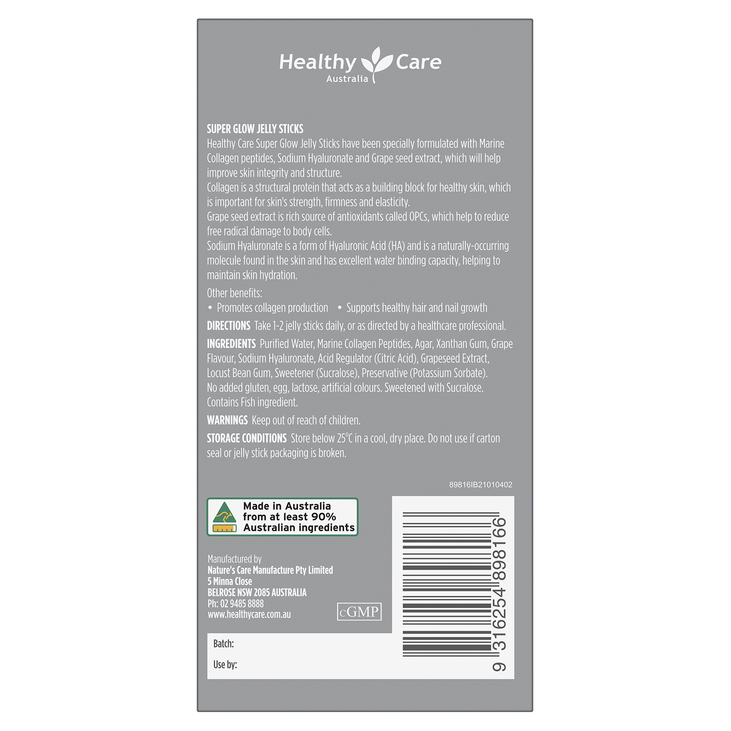 Jellee+ Super Glow Jelly Sticks (Benefits, Directions, Ingredients, Warnings, and Storage)-Healthy Care Australia