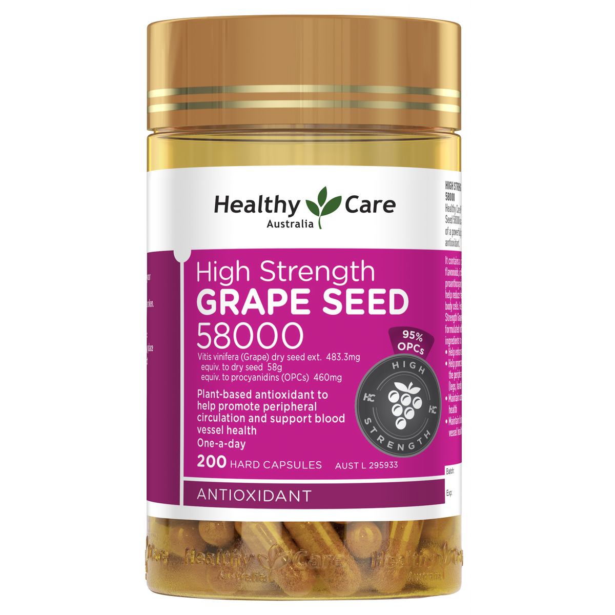 Healthy Care High Strength Grape Seed 58000 - 200 capsules
