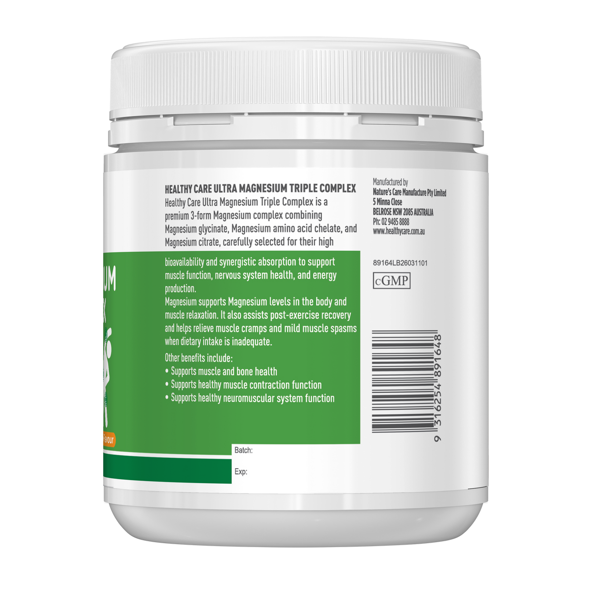 Healthy Care Ultra Magnesium Triple Complex Powder (Orange) - 300g