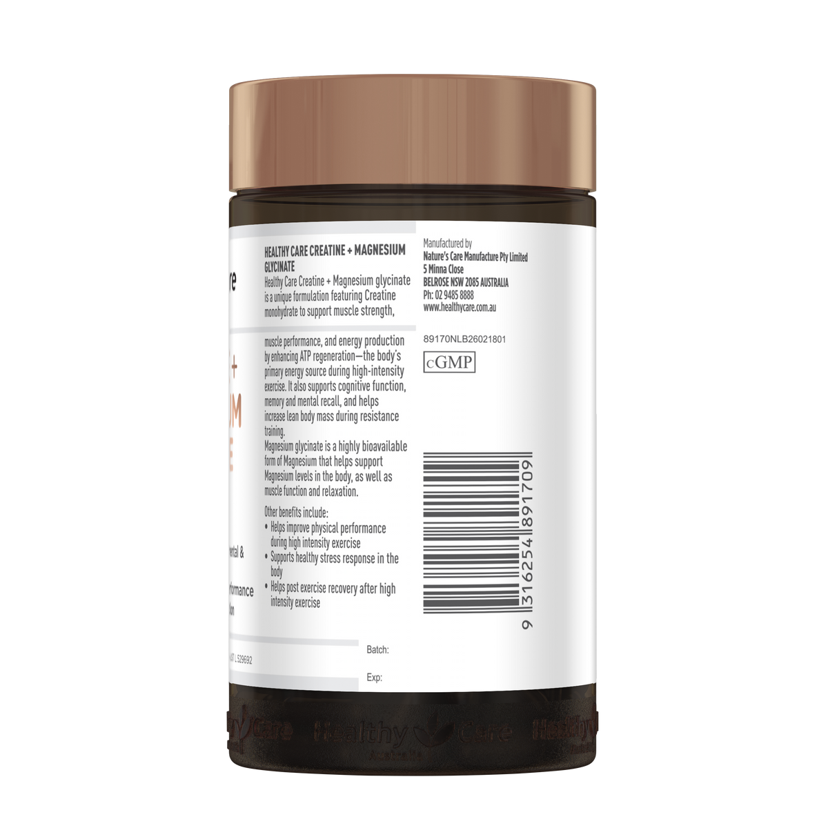 Healthy Care Creatine + Magnesium Glycinate - 120 Tablets