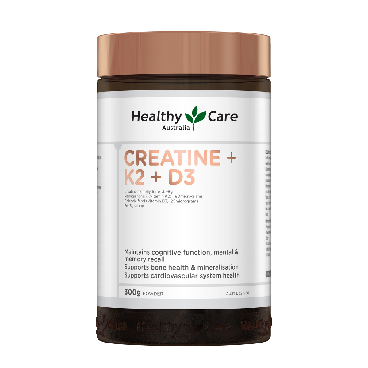 Healthy Care Creatine + K2 + D3 Powder (Unflavoured) - 300g