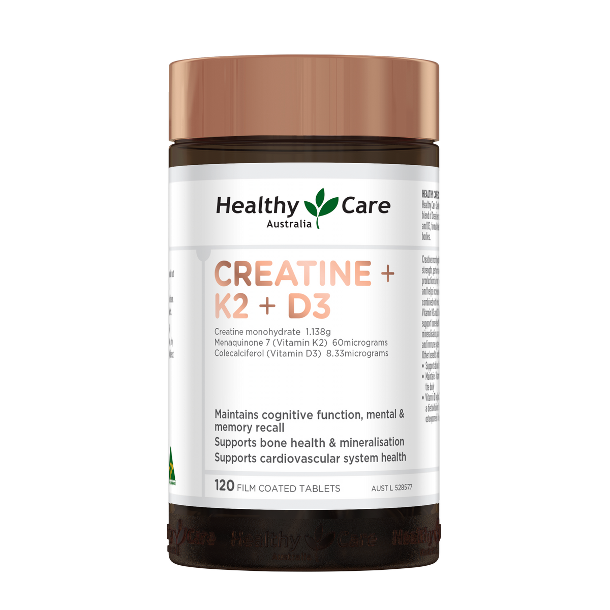Healthy Care Creatine + K2 + D3 - 120 Tablets