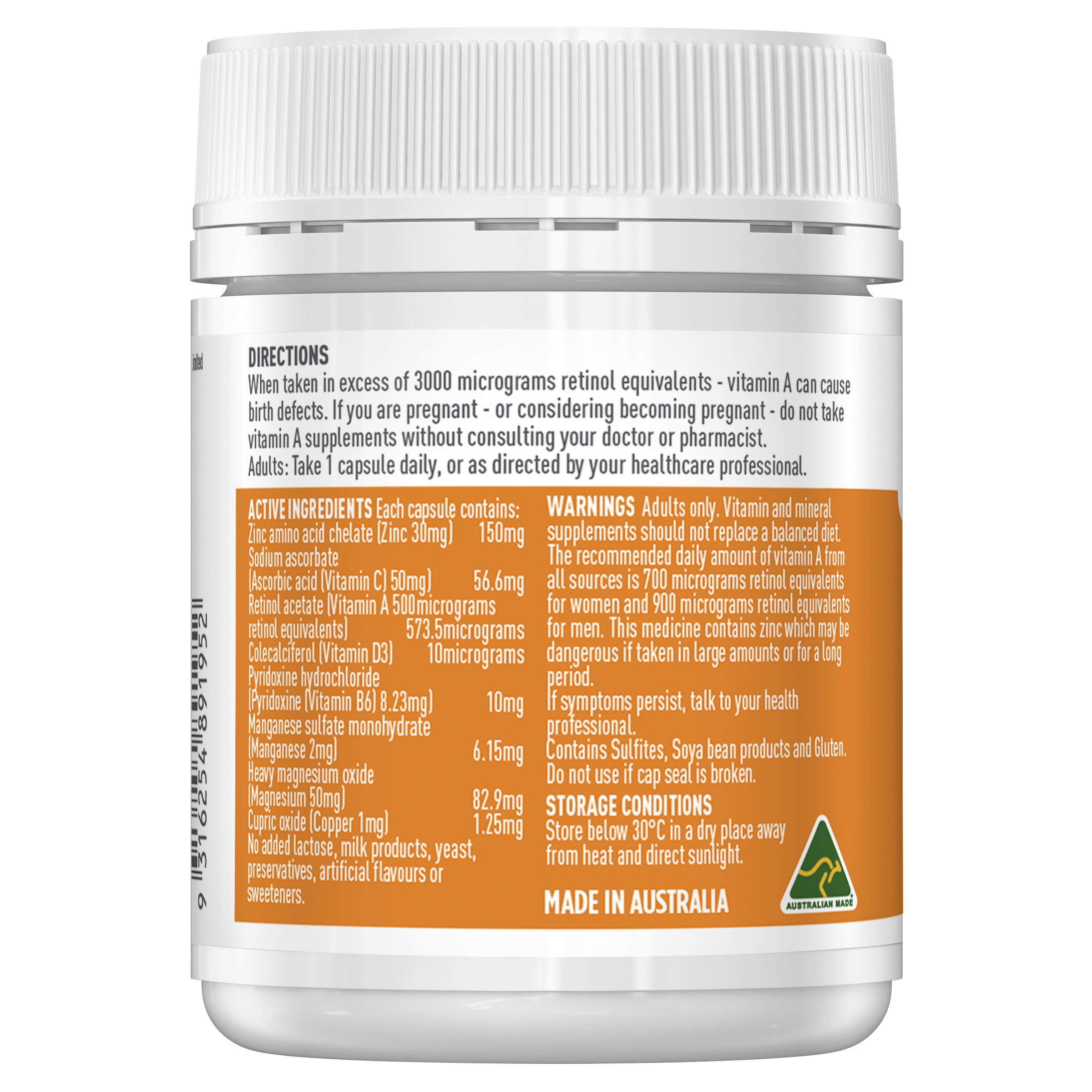 Healthy Care Zinc Complete 1-A-Day - 180 Capsules