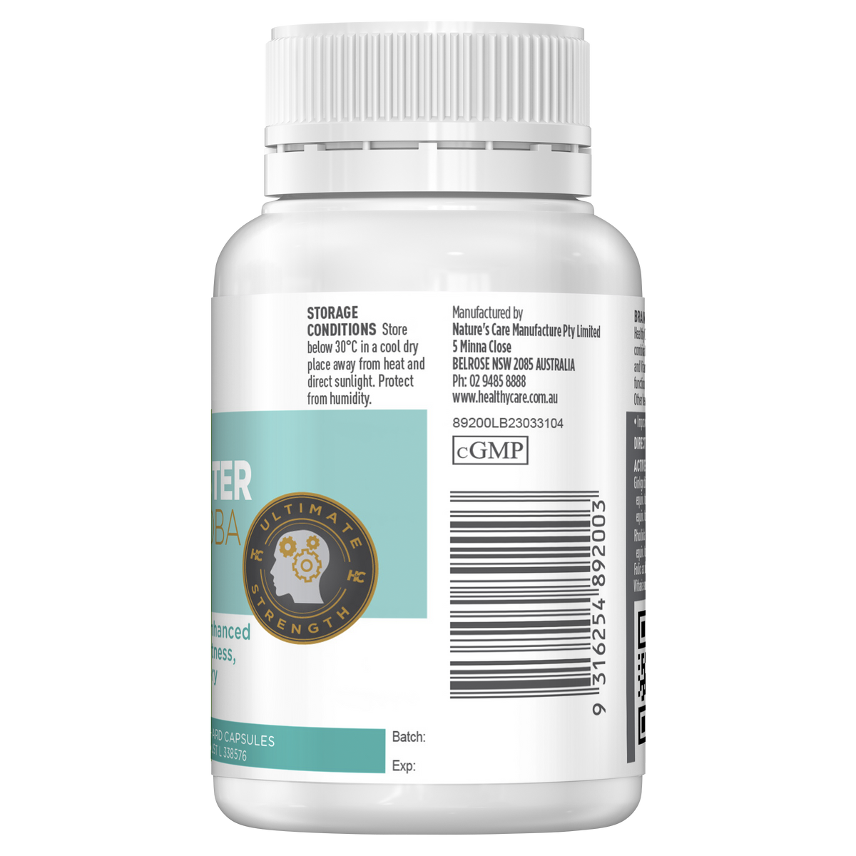 Healthy Care Brain Booster Ginkgo Biloba 6000mg 60 Caps