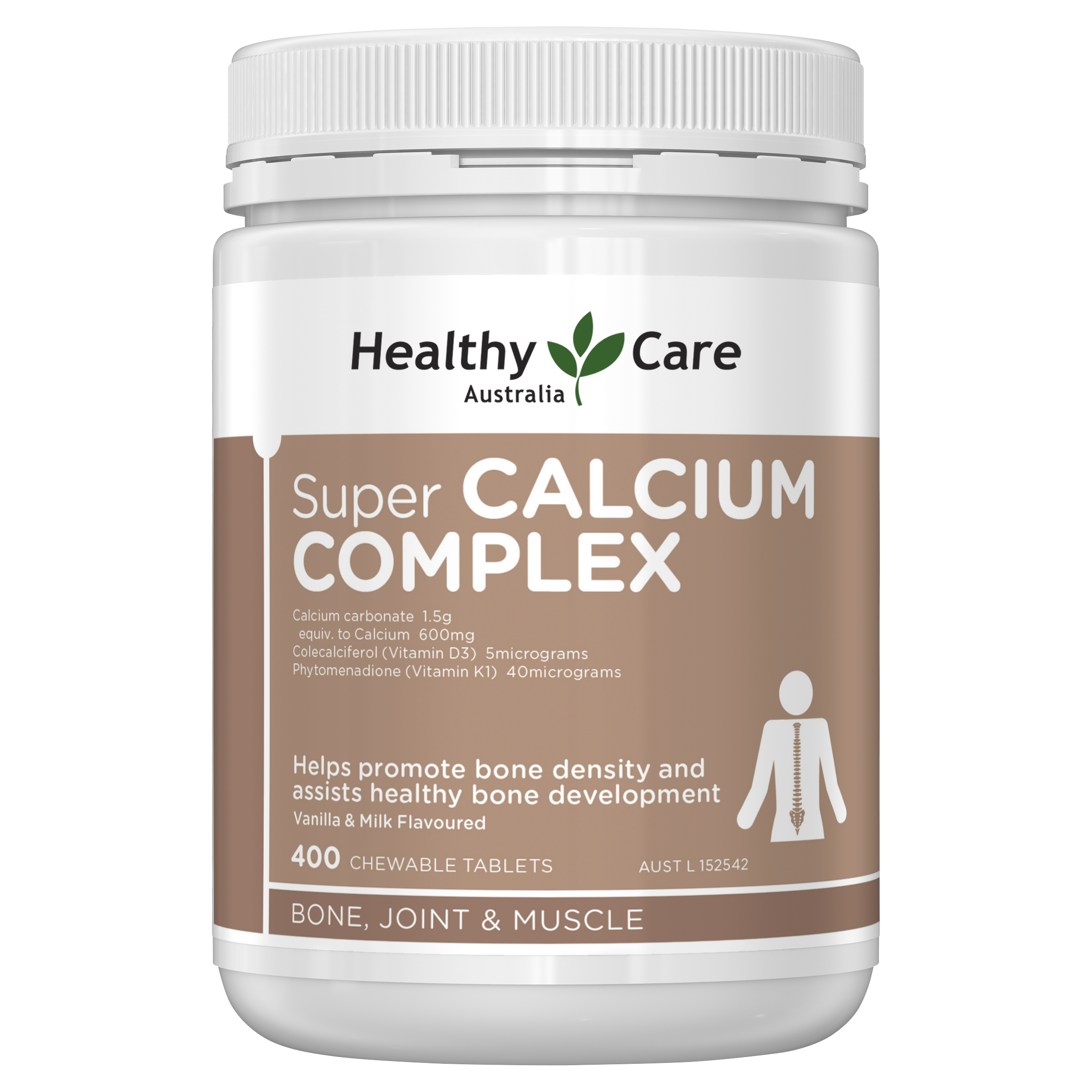 Healthy Care Super Calcium Complex D - 400 Chewable Tablets