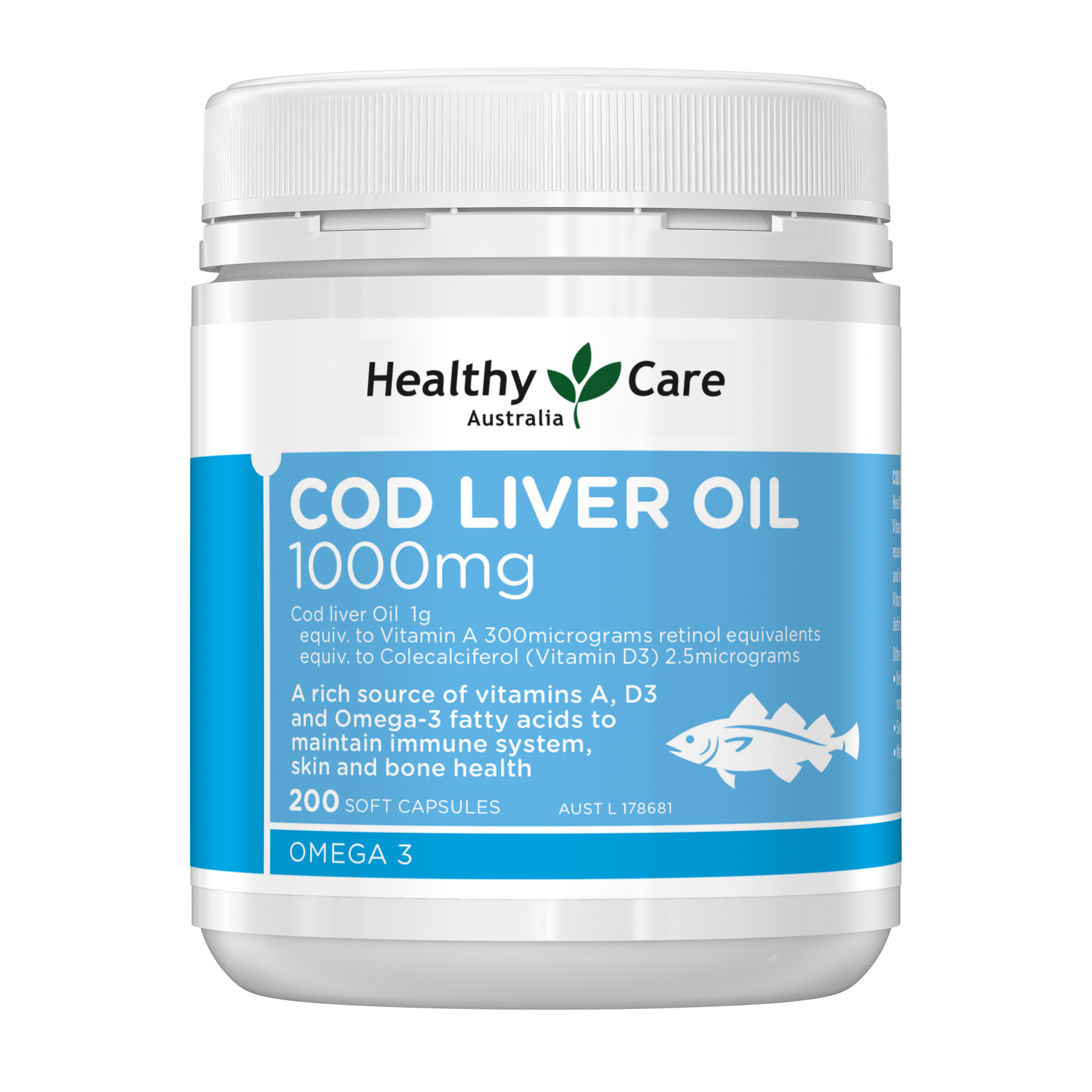 Healthy Care Cod Liver Oil 1000mg 200 Capsules Healthy Care