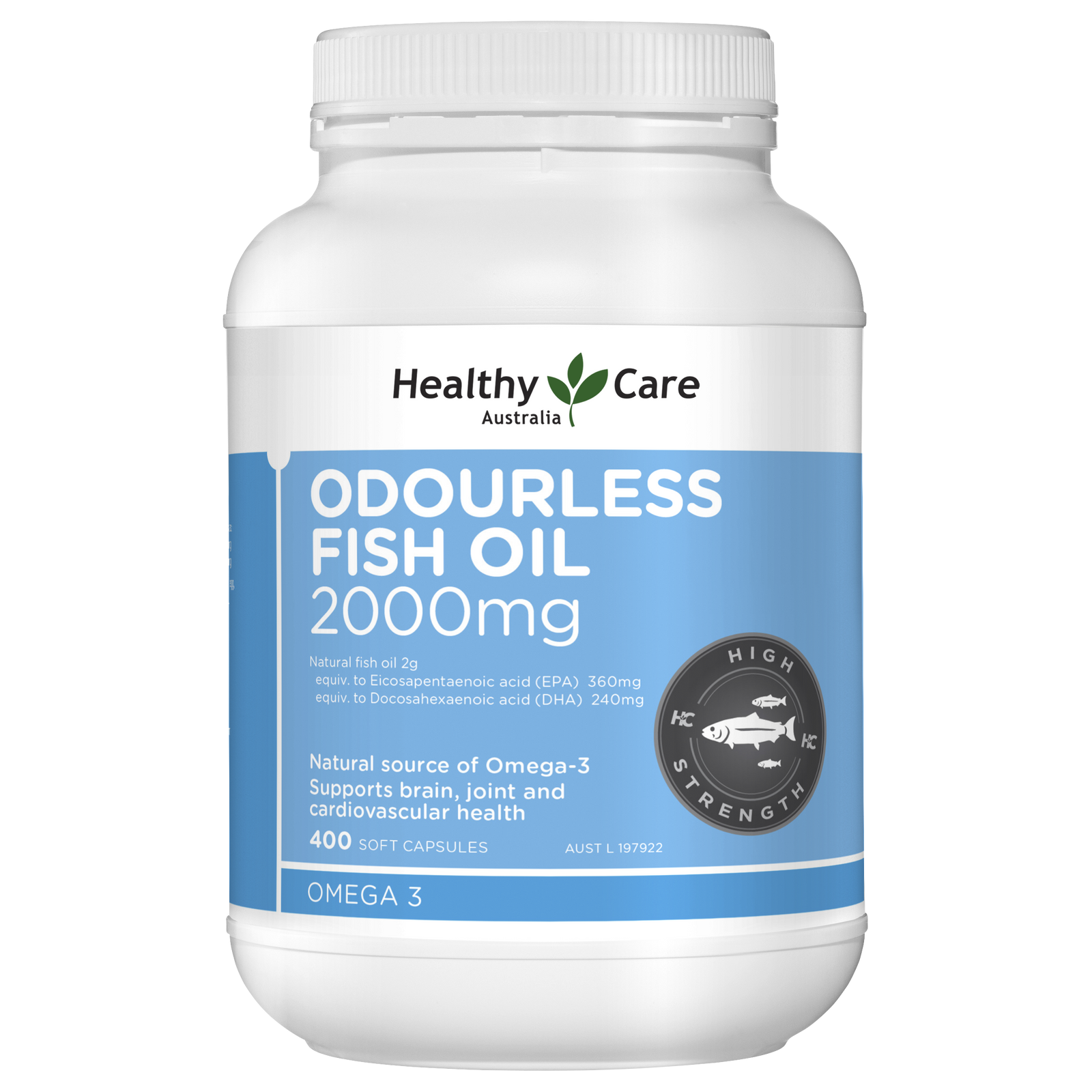 Healthy Care Odourless Fish Oil 2000mg 400 Capsules Healthy Care