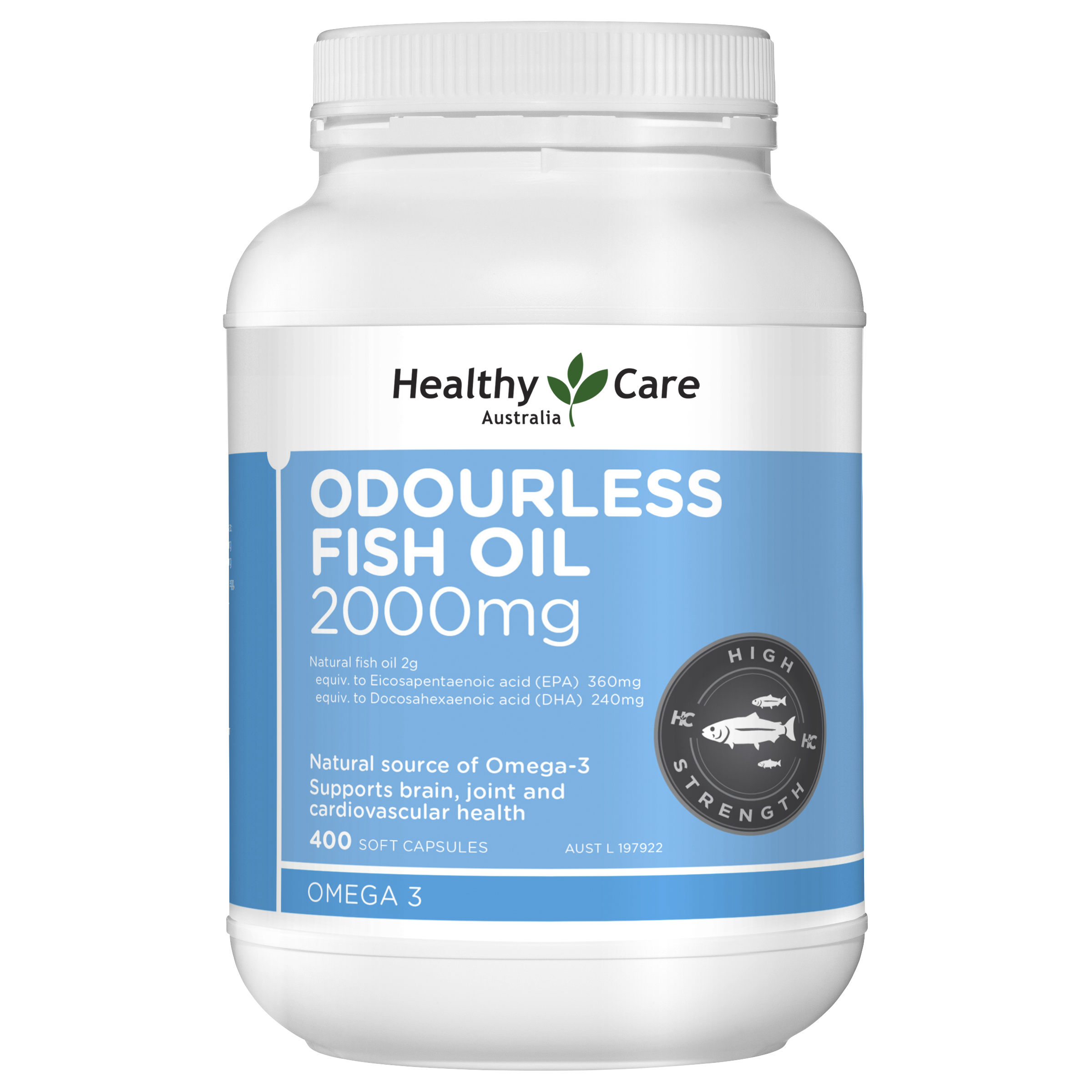 Healthy Care Odourless Fish Oil 2000mg - 400 Capsules