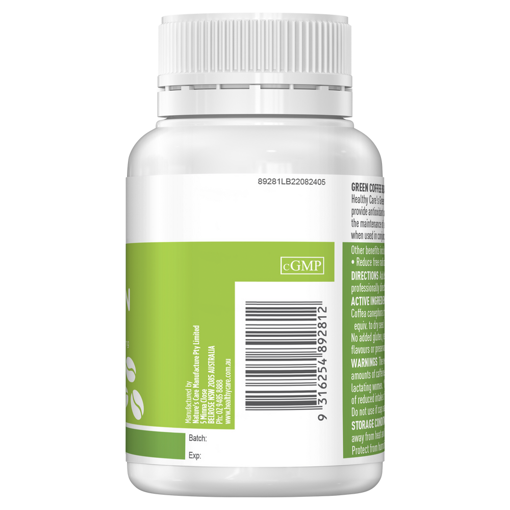 Healthy Care Green Coffee Bean Glucose Metaboliser 60 Capsules