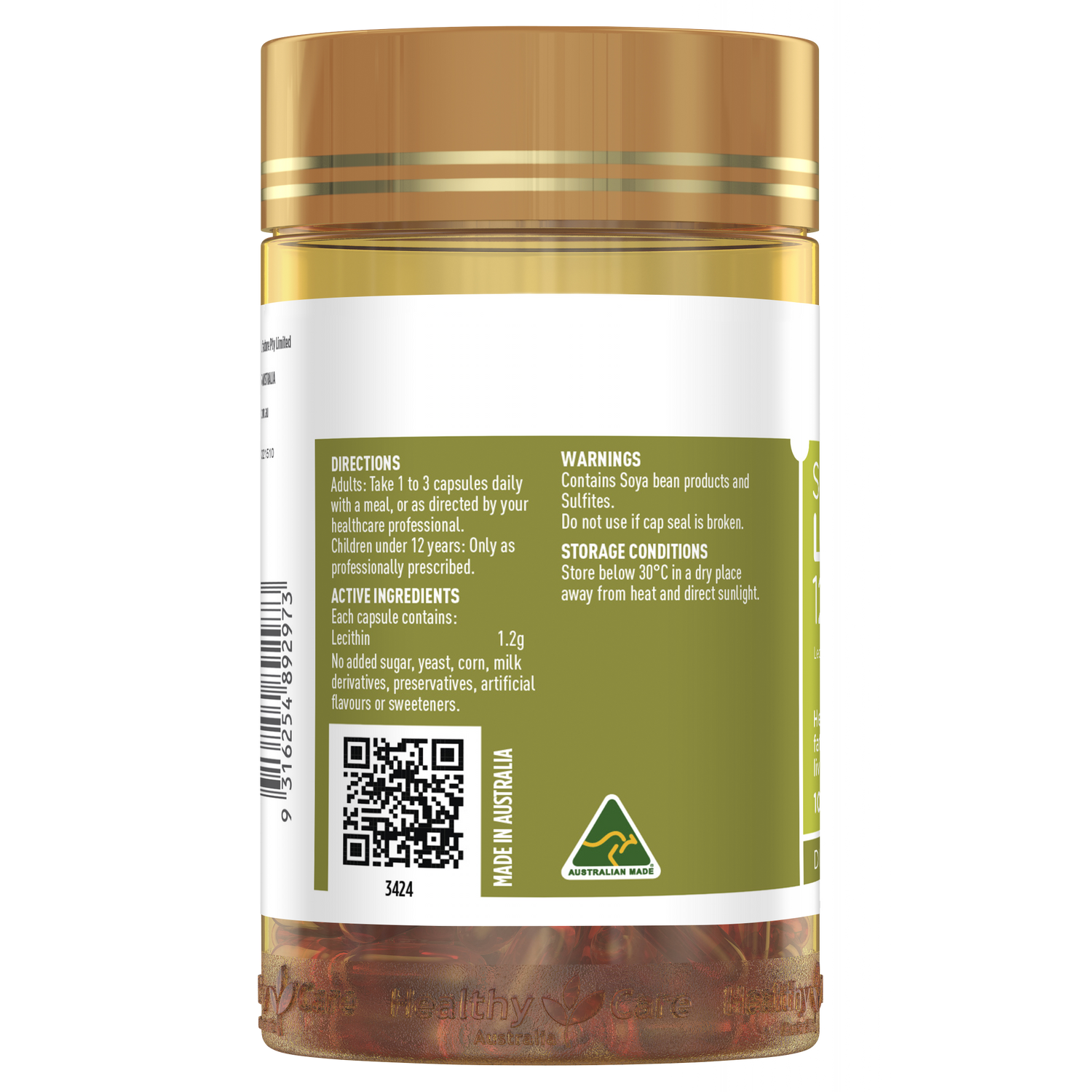 Healthy Care Super Lecithin 1200mg 100 Capsules Healthy Care Australia