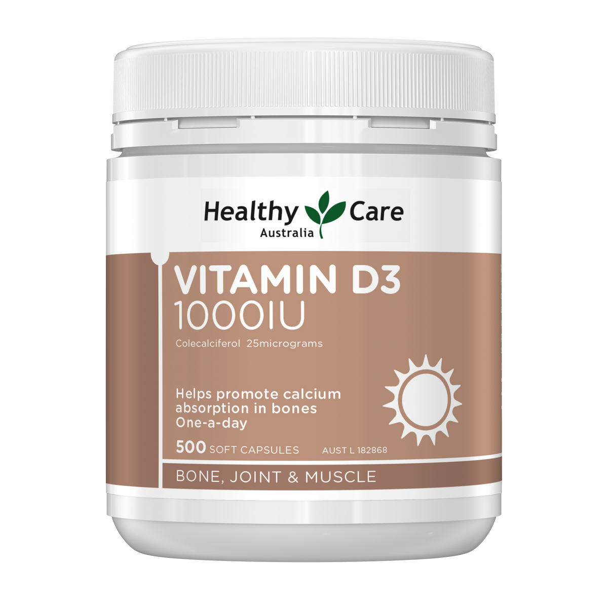 Healthy Care Vitamin D3 1000IU 500 Capsules