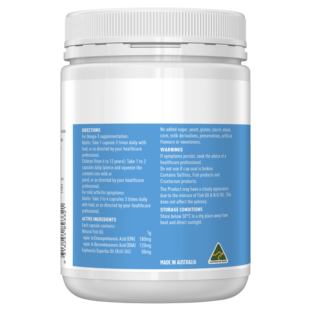 Healthy Care Fish Oil 1000mg + Krill Oil 400 Capsules Healthy Care Australia