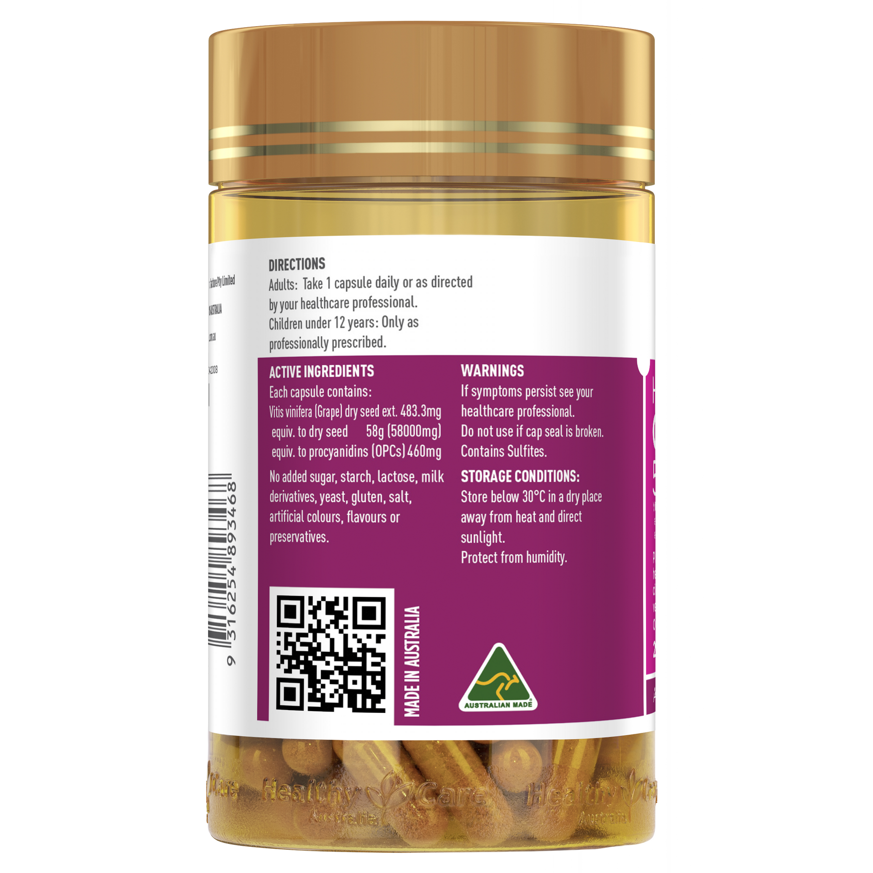 Healthy Care High Strength Grape Seed 58000 - 200 capsules