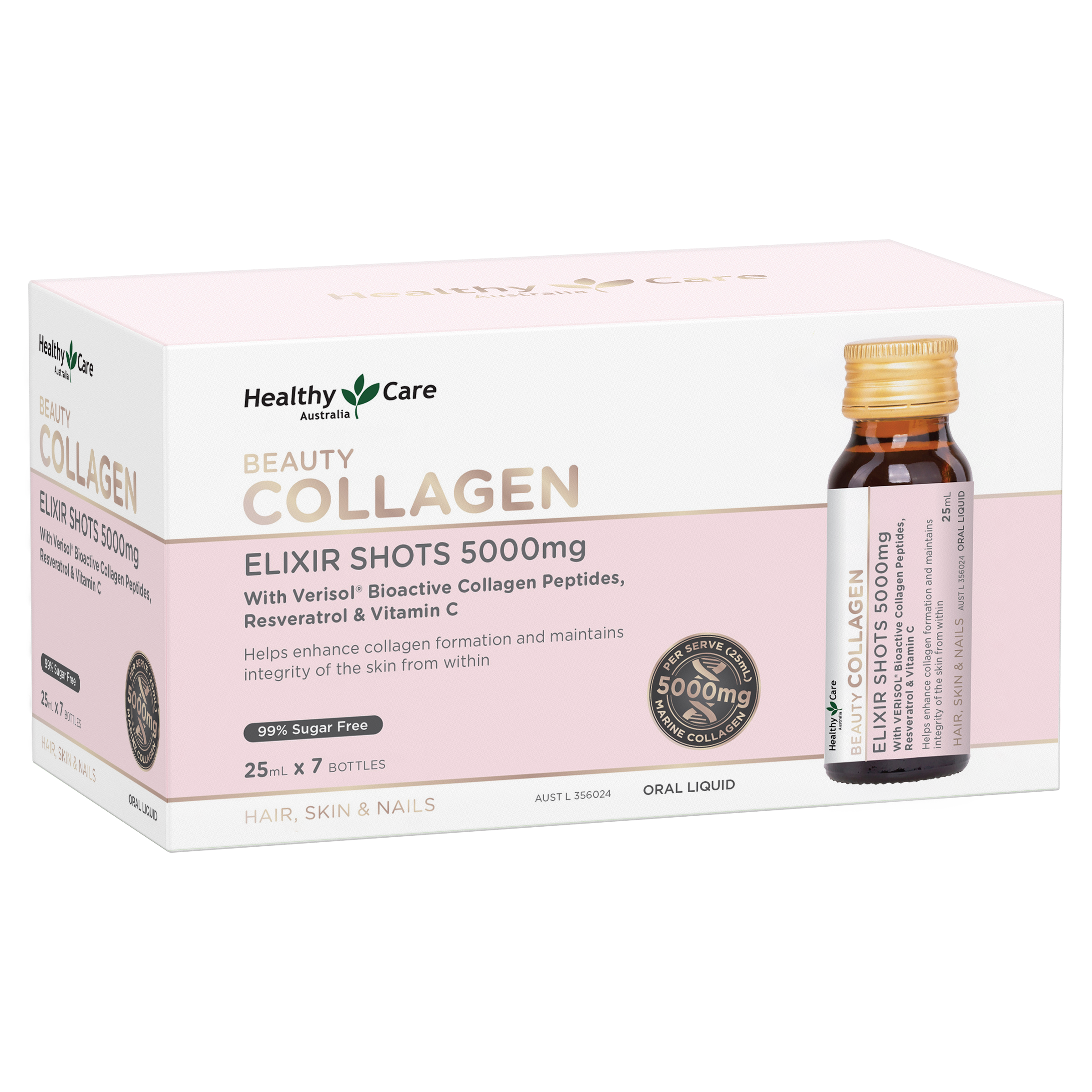 Healthy Care Beauty Collagen Elixir Shots 5,000mg 25mL x 7 bottles