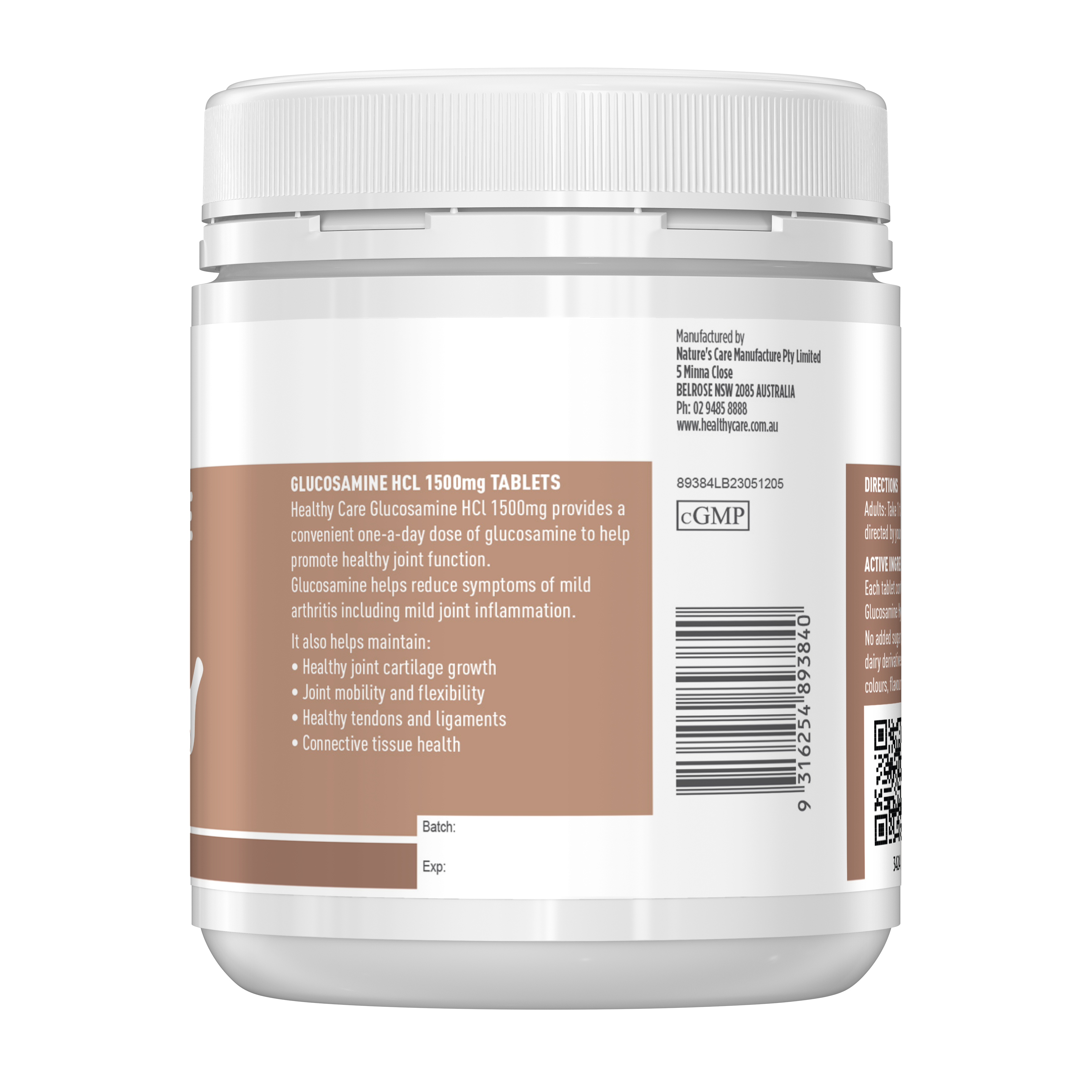 Healthy Care Glucosamine HCL 1500mg 180 Tablets