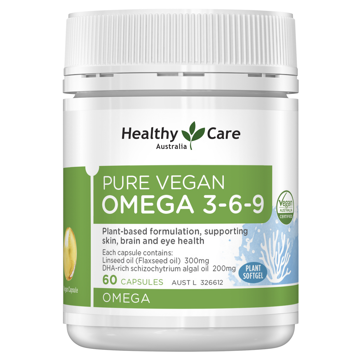 Healthy Care Pure Vegan Omega 369 60 Capsules Healthy Care Australia
