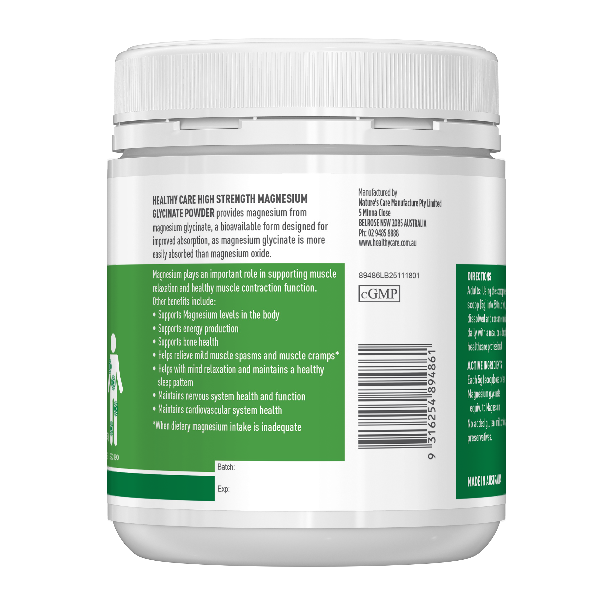 High Strength Magnesium Glycinate Powder 360g