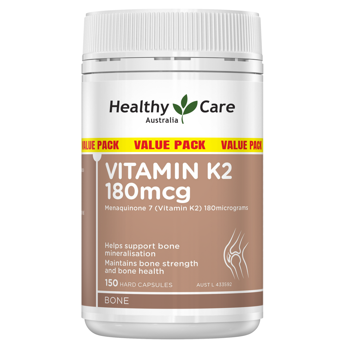 Healthy Care Vitamin K2 180mcg - 150 Hard Capsules