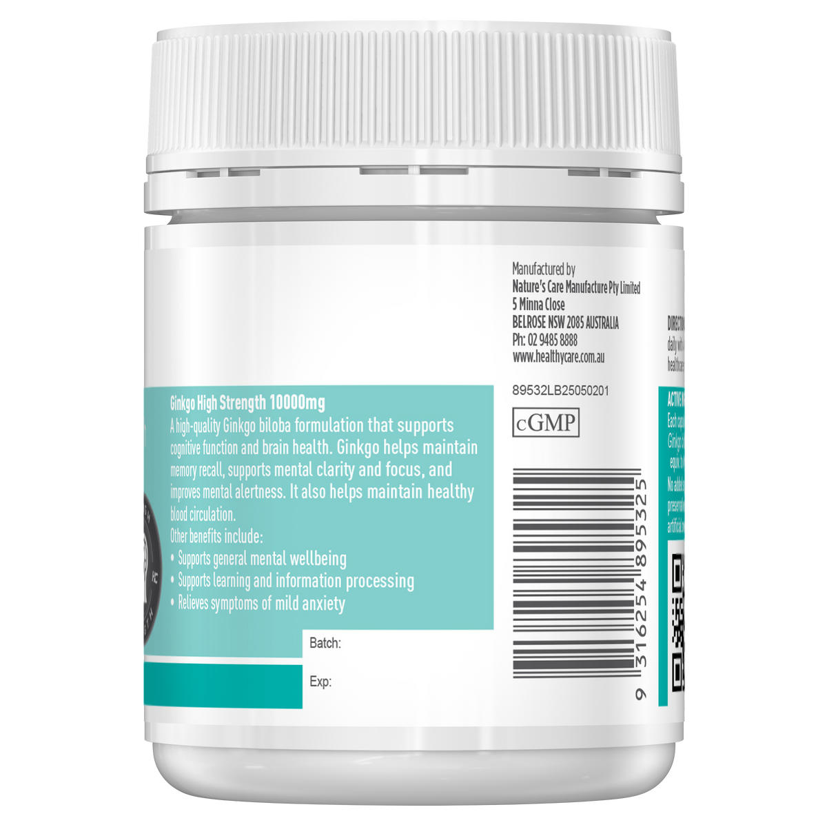 Healthy Care Ginkgo High Strength 10000mg - 90 Hard Capsules