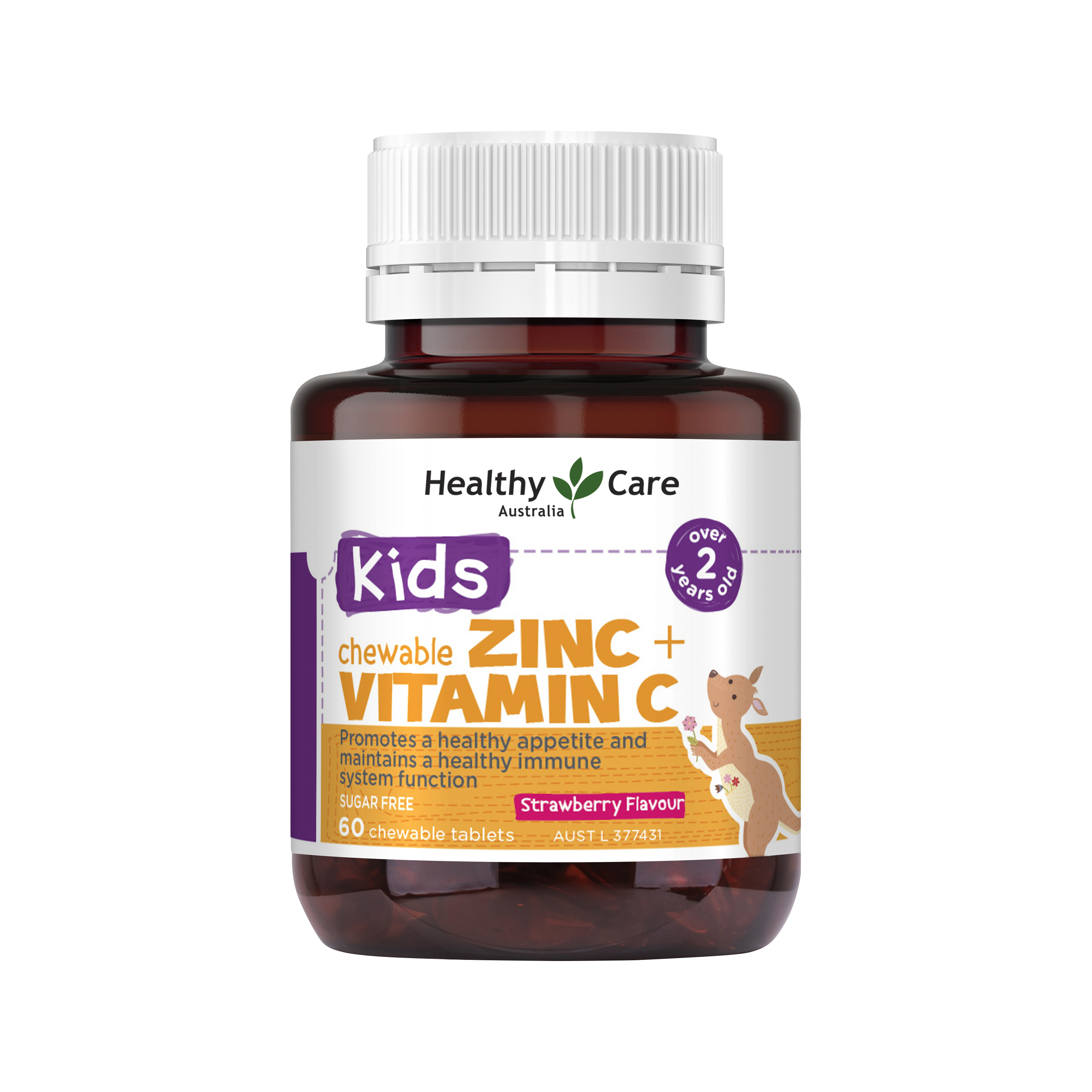 Healthy Care Kids Chewable Zinc + Vitamin C 60 Chewable Tablets