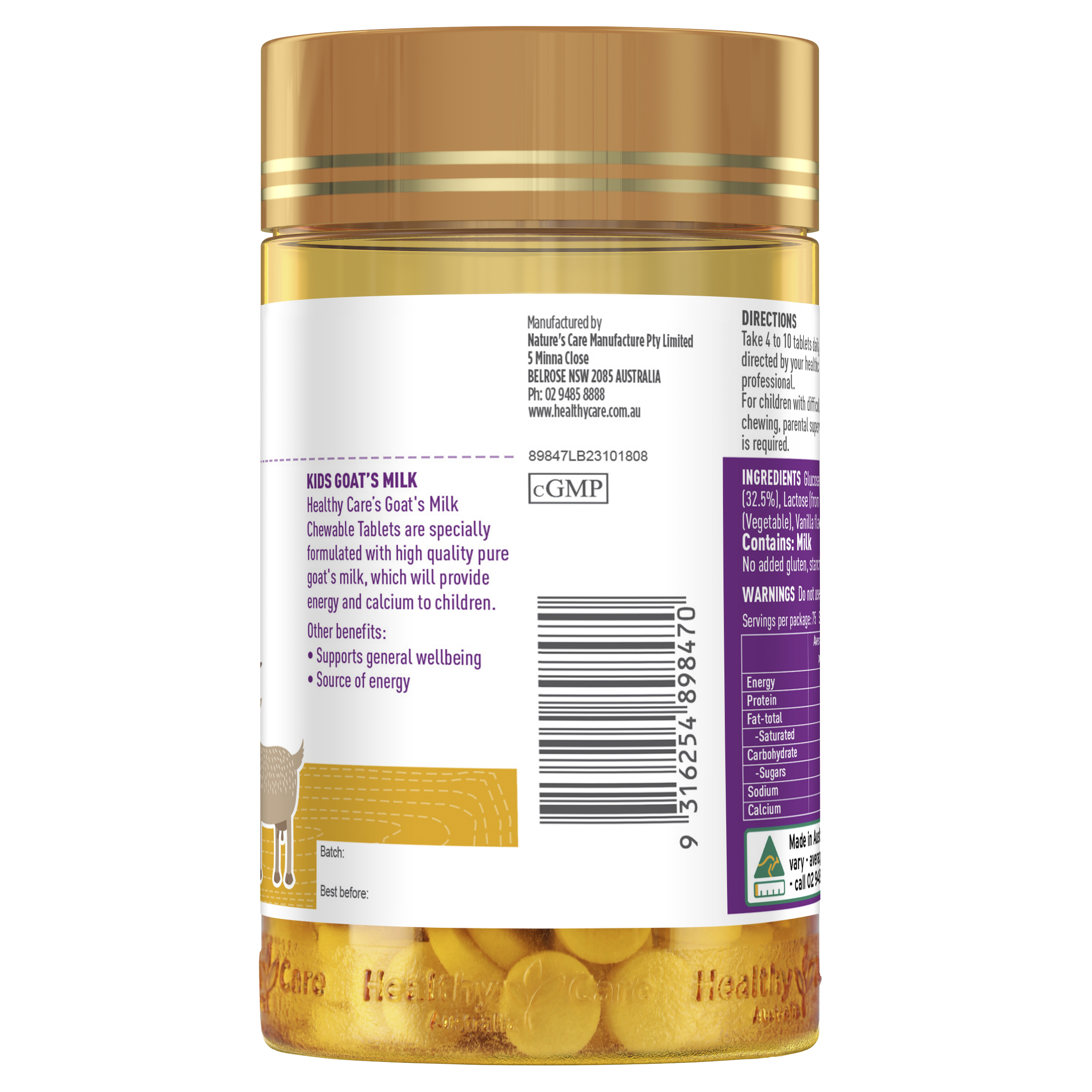 Healthy Care Kids Goat Milk Vanilla Flavour  - 300 Tablets