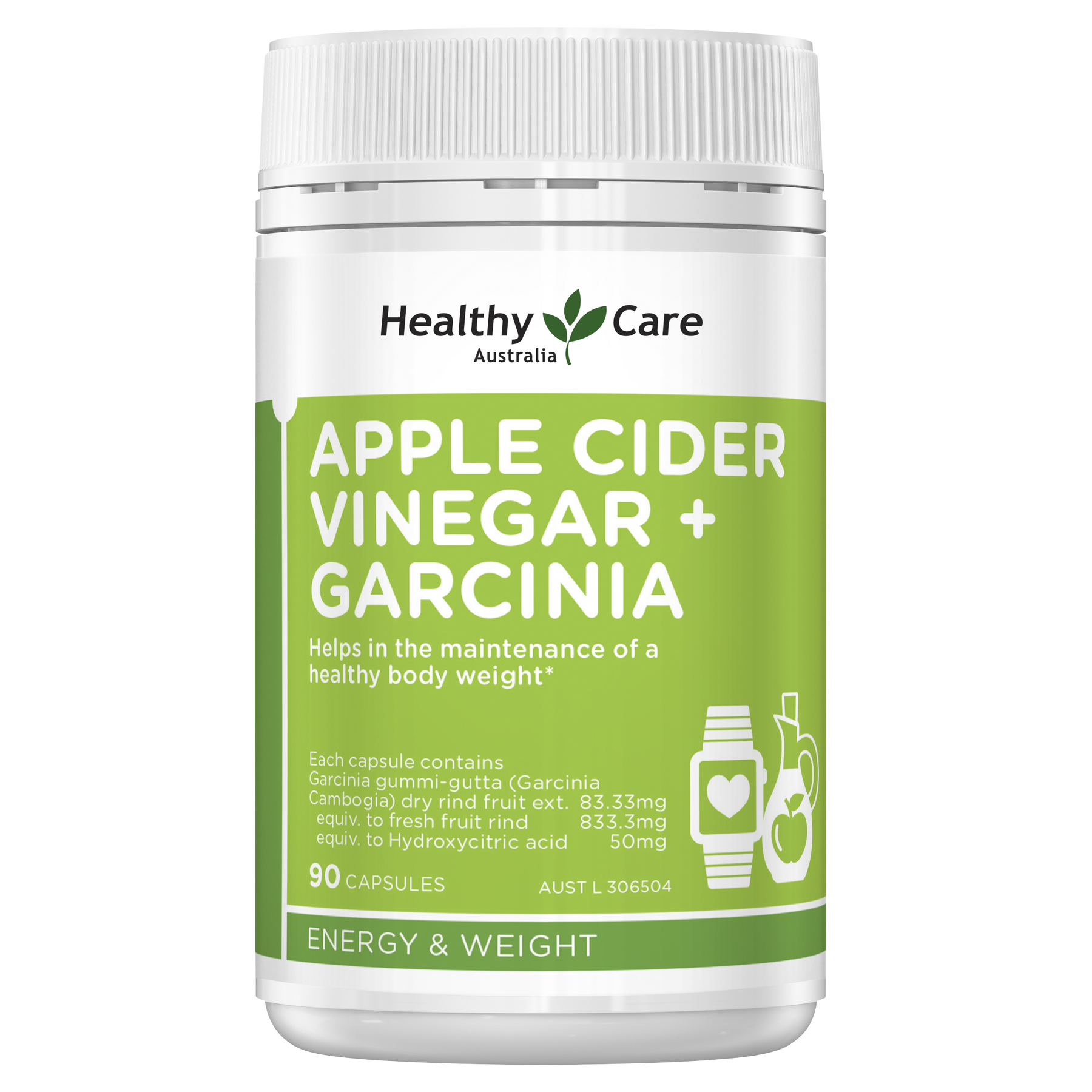 Healthy Care Apple Cider Vinegar + Garcinia 90 Capsules