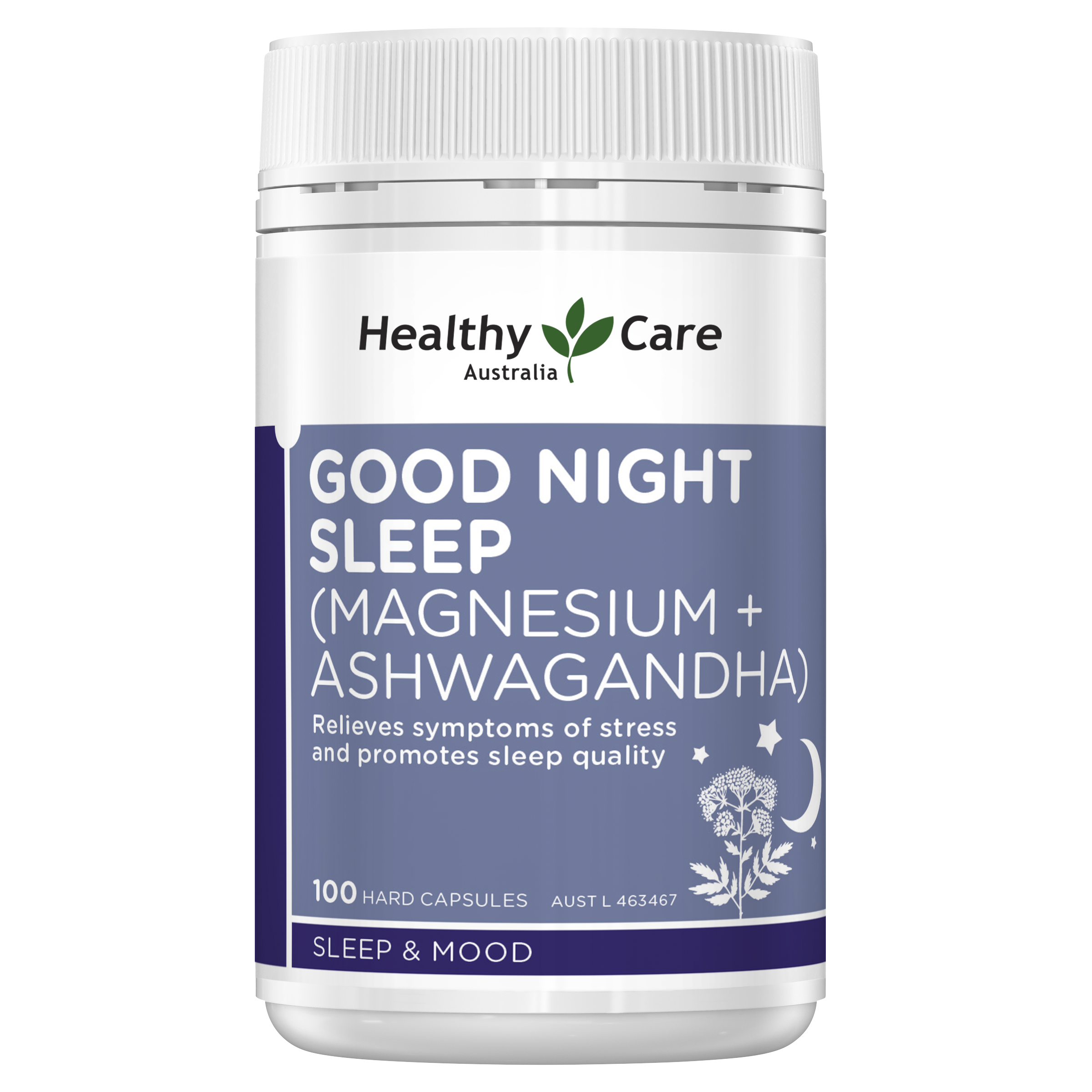 Healthy Care Good Night Sleep (Magnesium + Ashwagandha) - 100 Hard Capsules